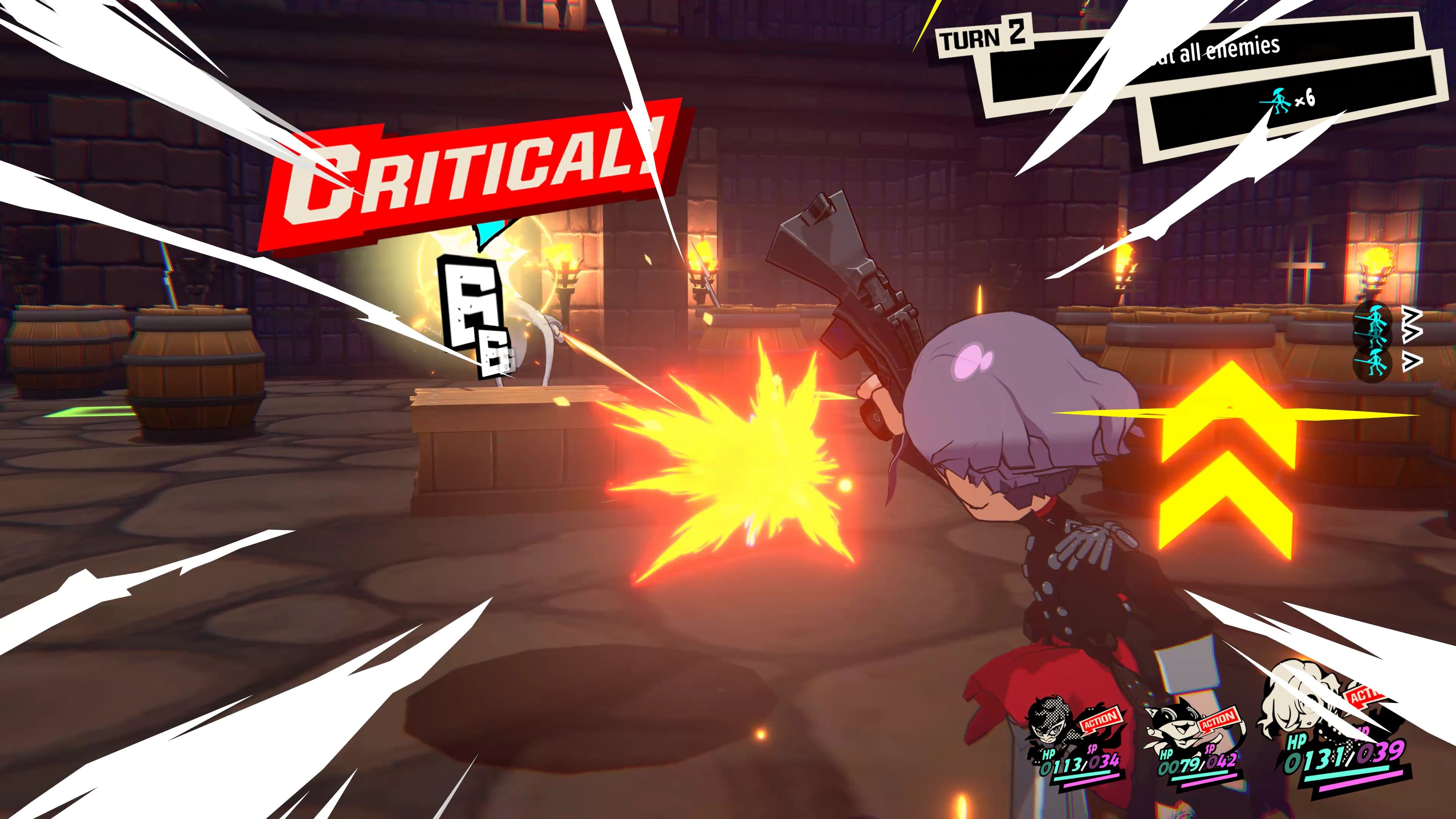 erina taking out an enemy from behind cover to inflict critical damage persona 5 tactica