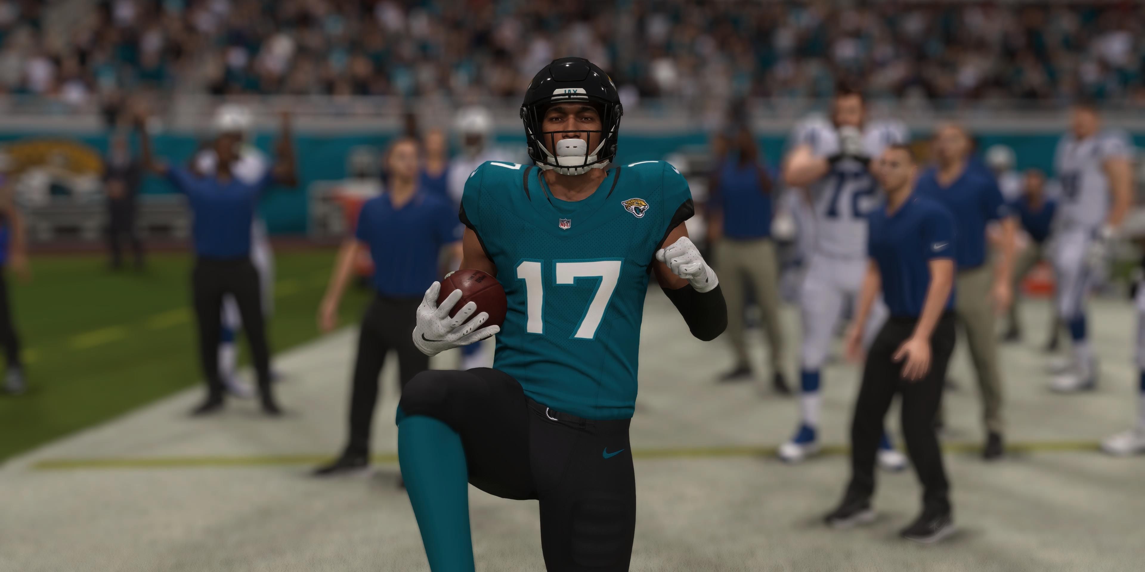 Evan Engram celebrating first down