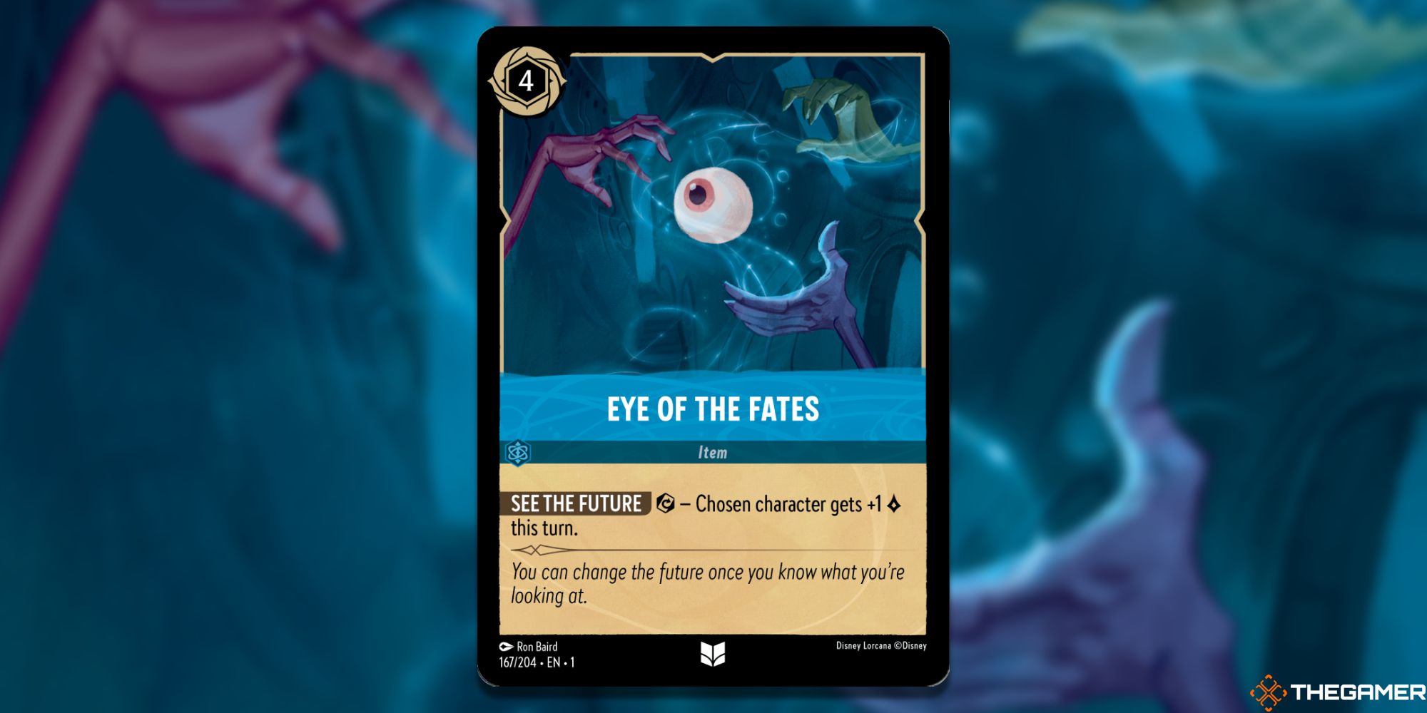 Image of the Eyes of the Fates card in Lorcana, with art by Ron Baird