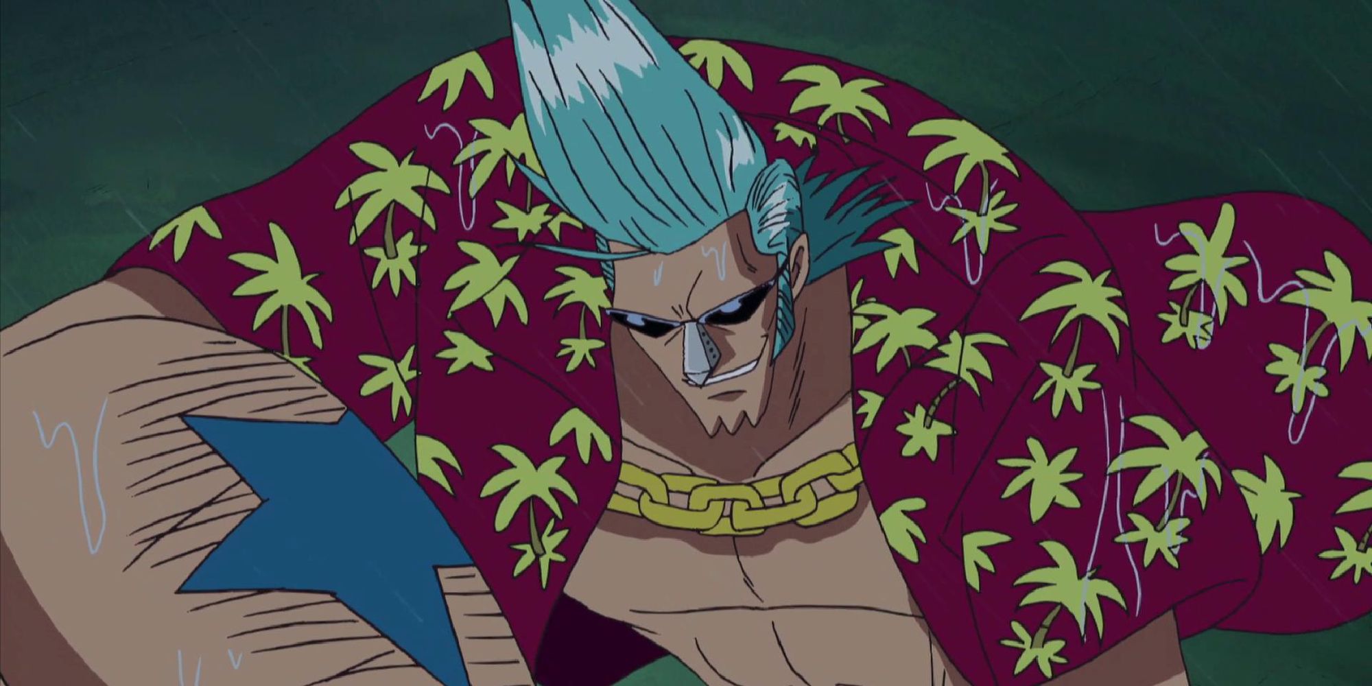 Franky sweating in One Piece.