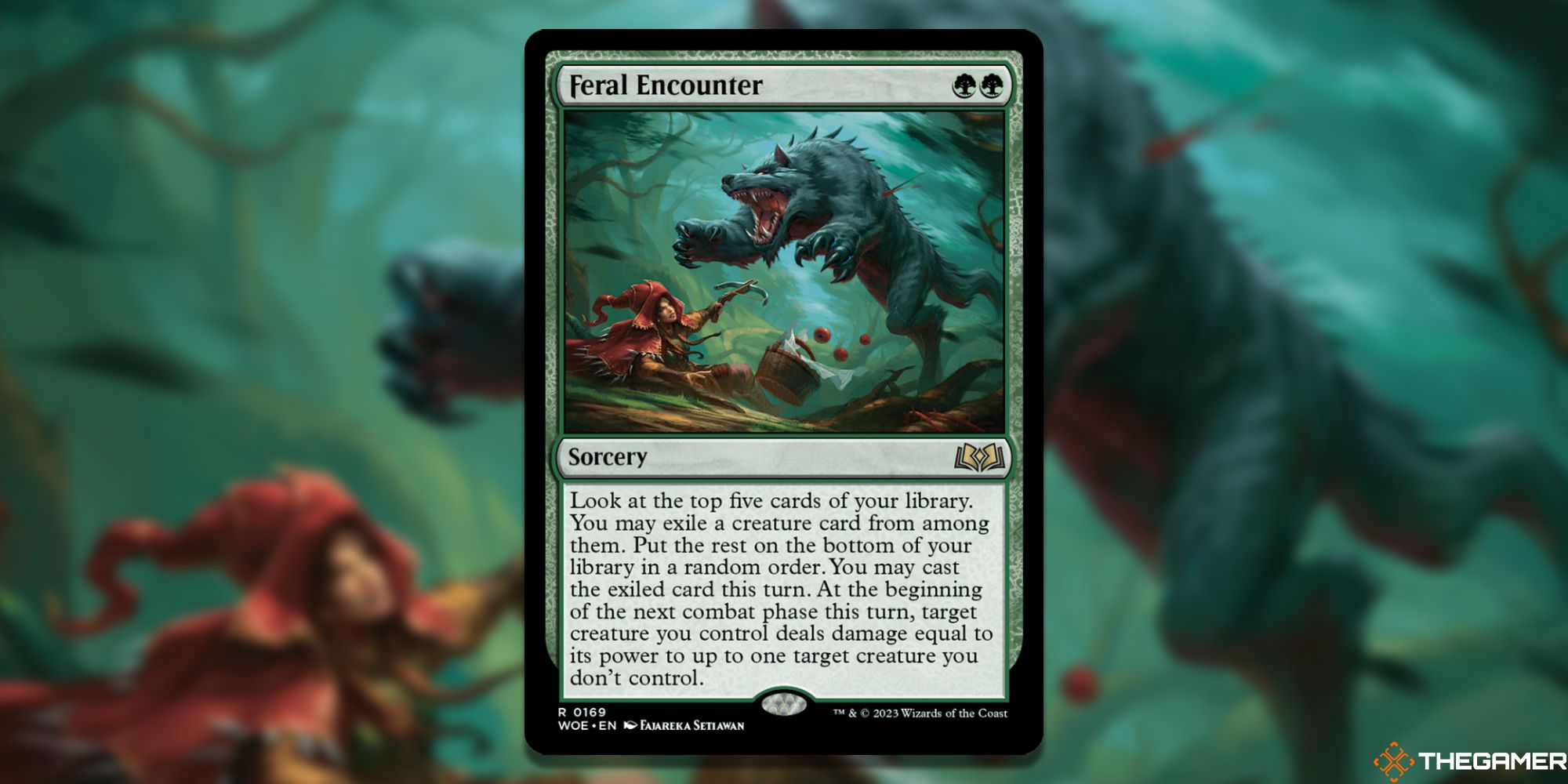Image of the Feral Encounter card in Magic: The Gathering, with art by Fajareka Setiawan