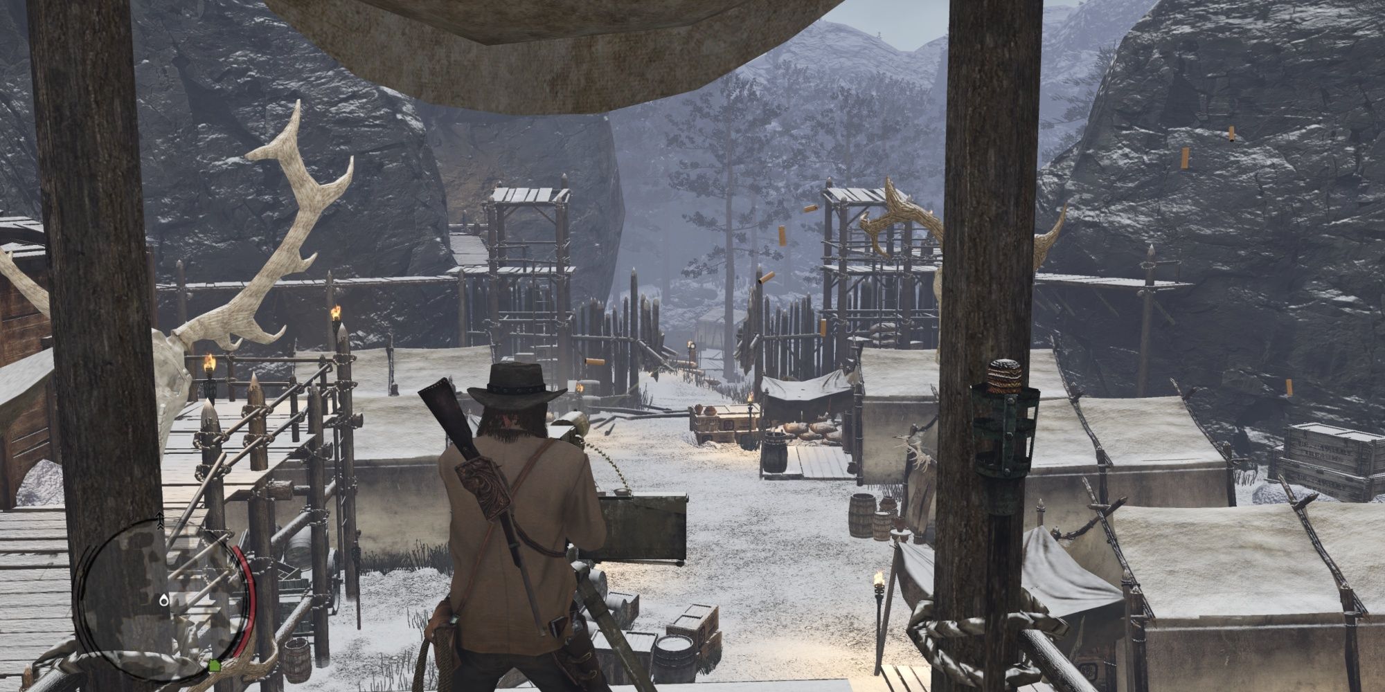 Firing with a mounted gun in Red Dead Redemption