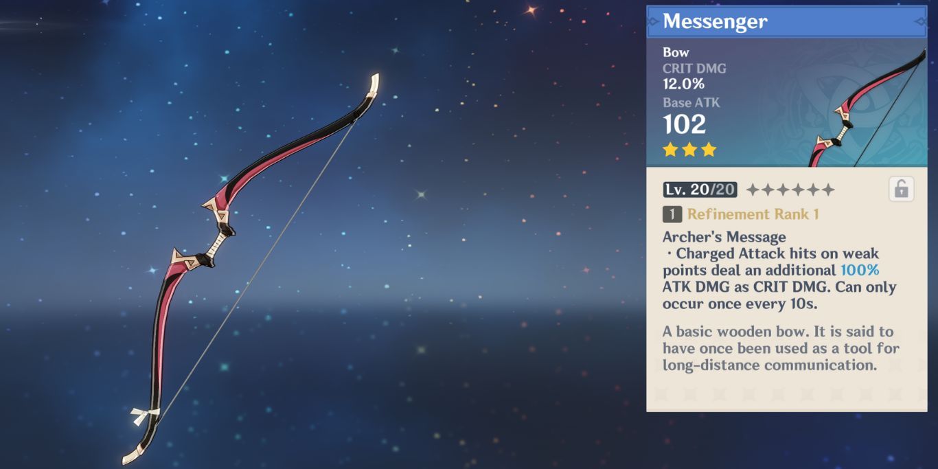Genshin Impact Messenger Bow With Description