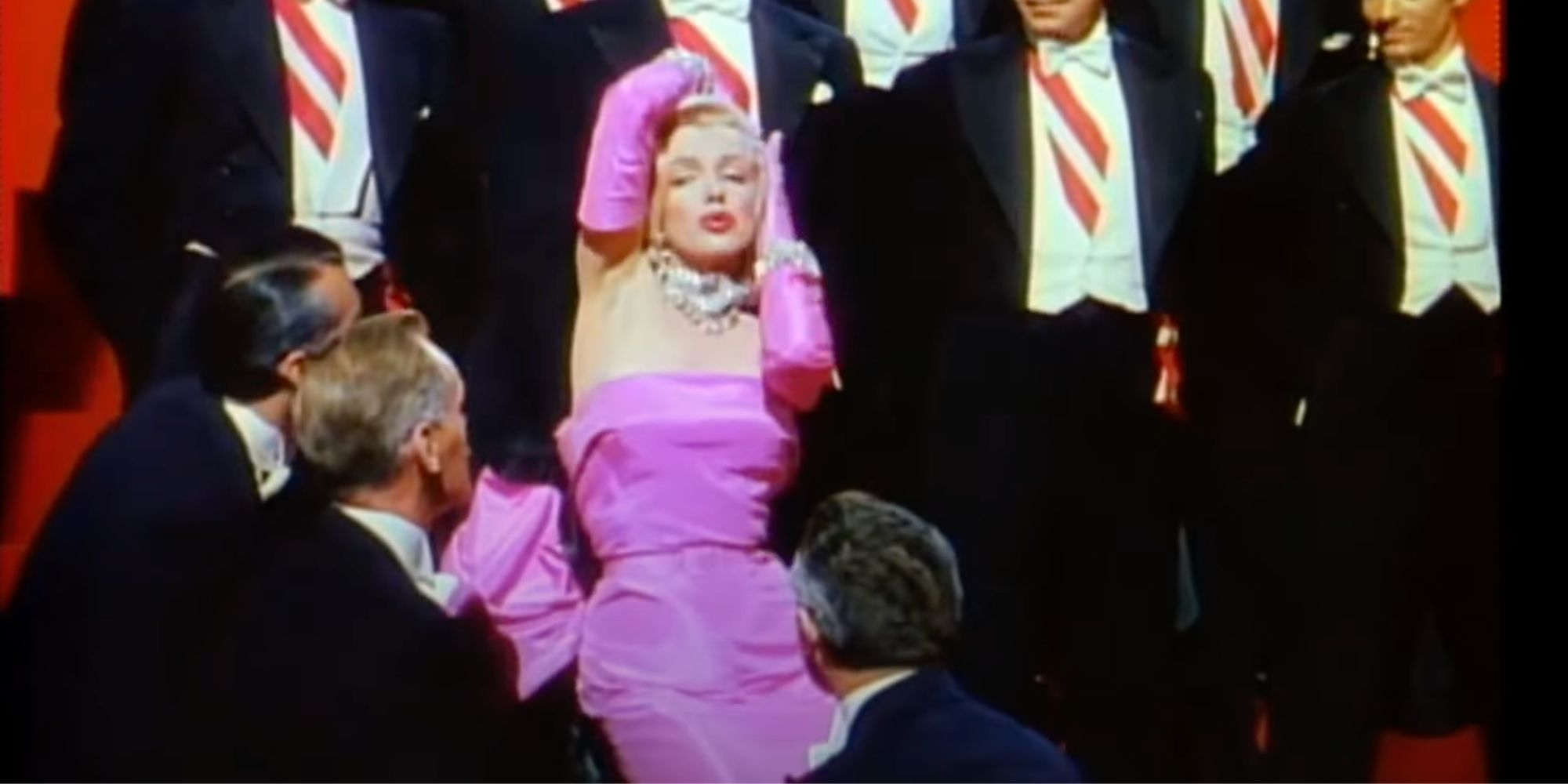 Marilyn Monroe in the musical number “Diamonds Are a Girl’s Best Friend" in Gentlemen Prefer Blondes