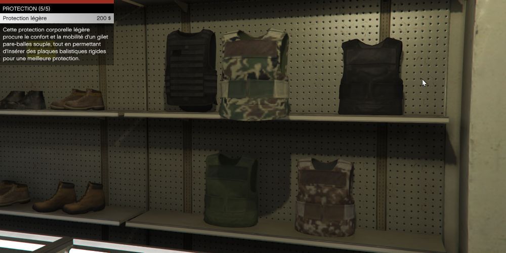 GTA Online armor for sale in Ammunation store