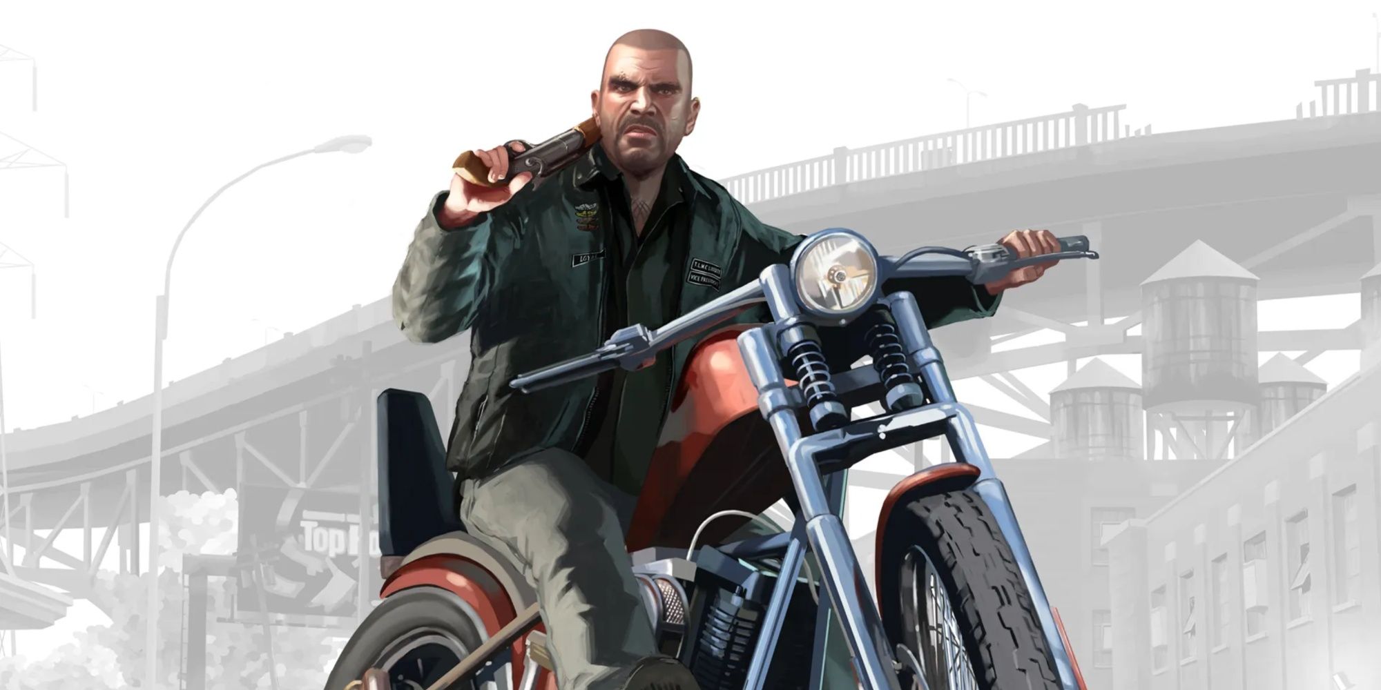 Johnny Klebitz atop his motorcycle in artwork for GTA 4 The Lost and Damned