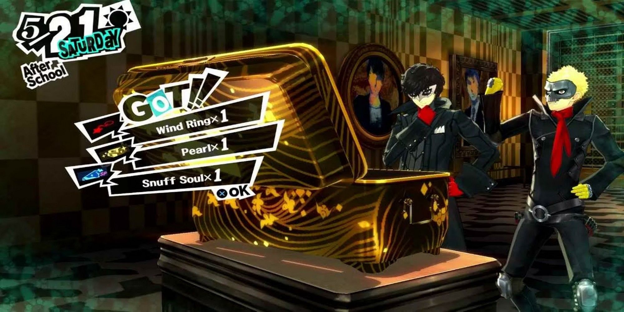 joker and ryuji opening a chest in madarame's palace persona 5 royal