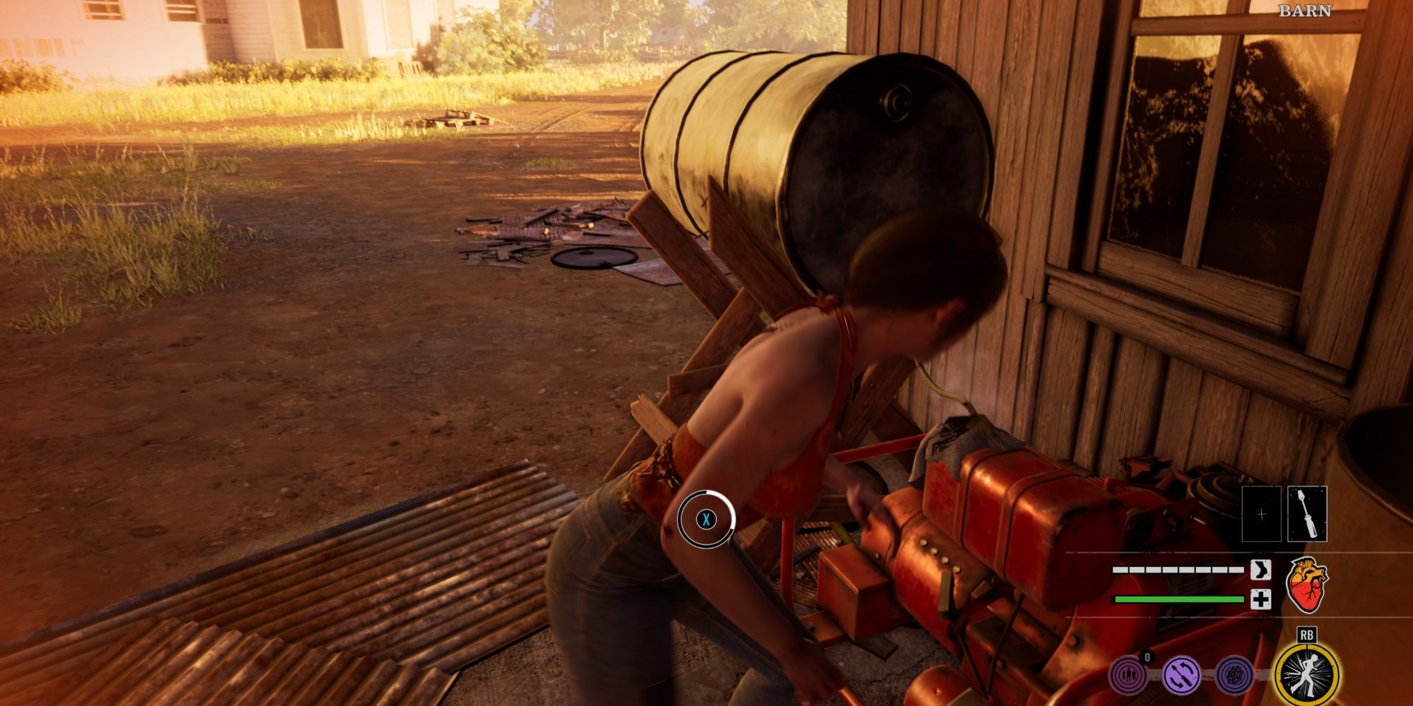 Julie stopping the generator in the Texas Chain Saw Massacre