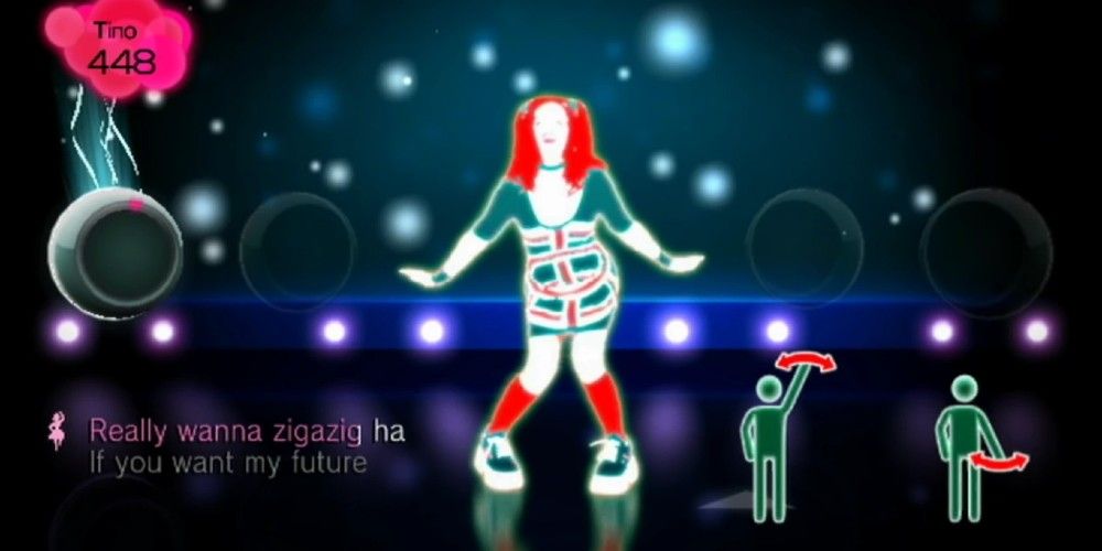 The Just Dance stage for the song Wannabe by the Spice Girls