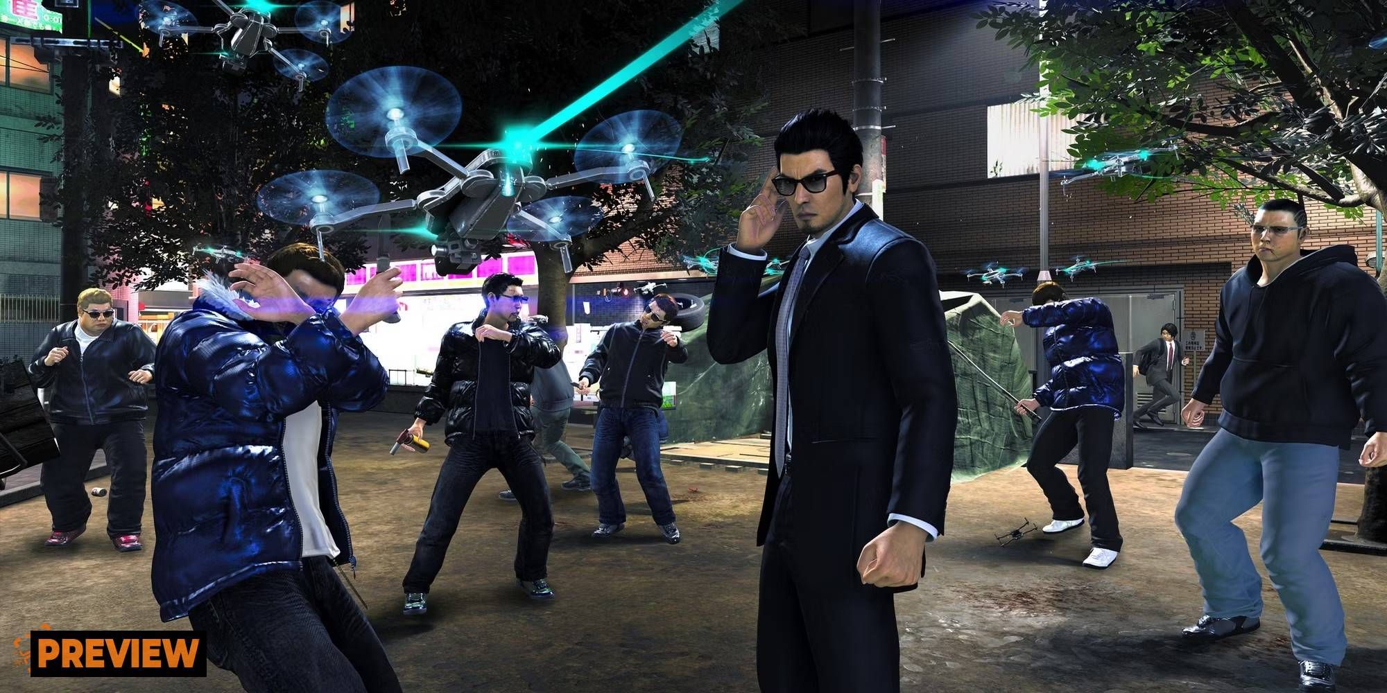 kiryu surrounded by enemies using his agent fighting style like a dragon gaiden the man who erased his name preview