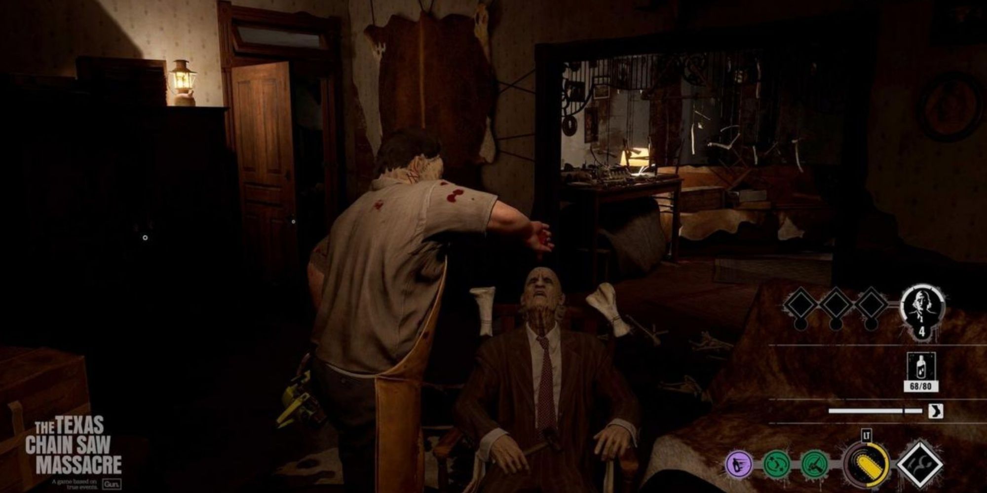 Leatherface and Grandpa in The Texas Chain Saw Massacre