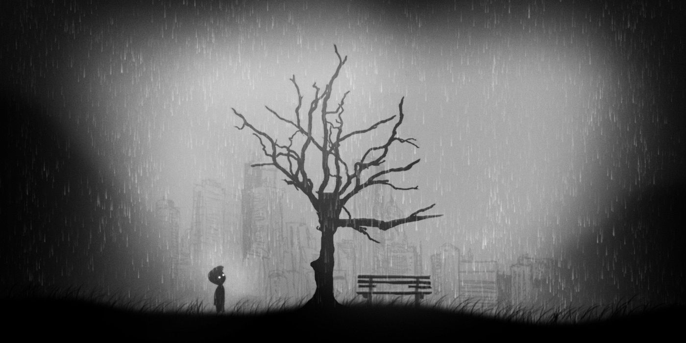 Kid looking at a tree in Limbo.