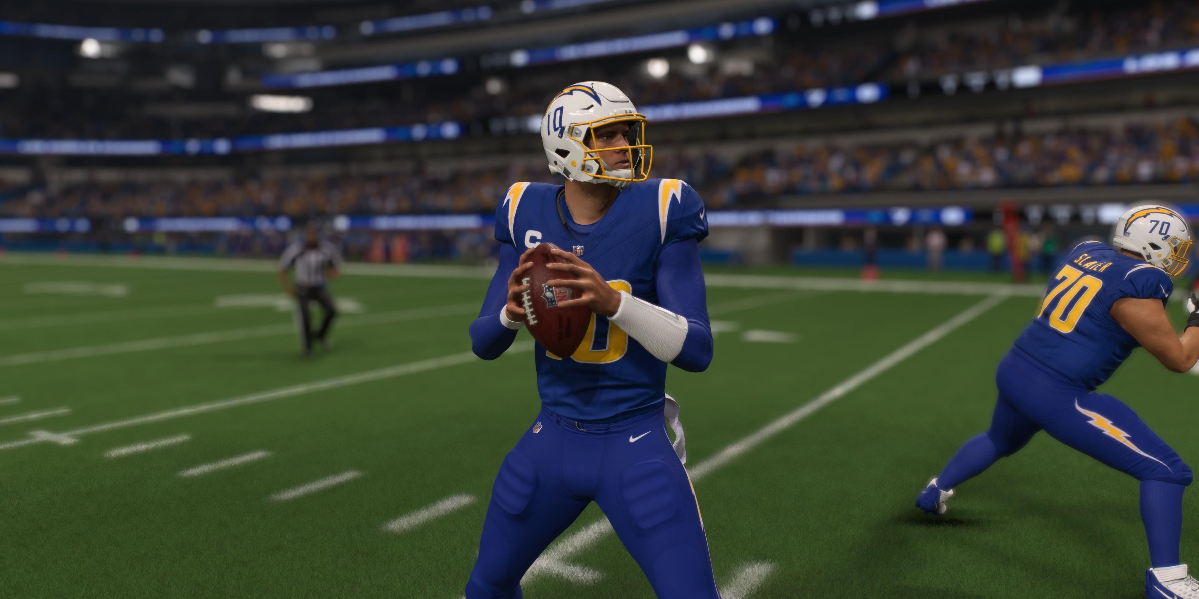 justin herbert dropping back to pass