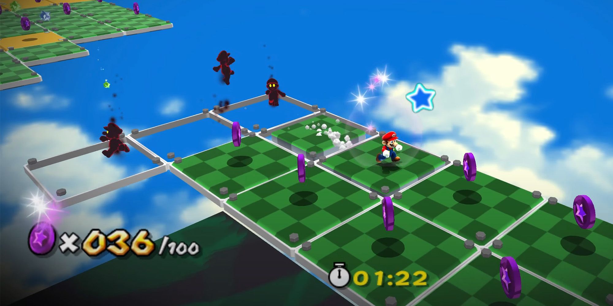 Super Mario Galaxy 2 - Luigi's Purple Coin Chaos - Mario Collecting Purple Coins While Avoiding Evil Clones