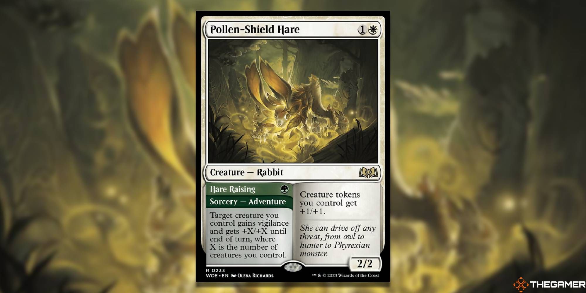 MTG Pollen-Shield Hare card and art background