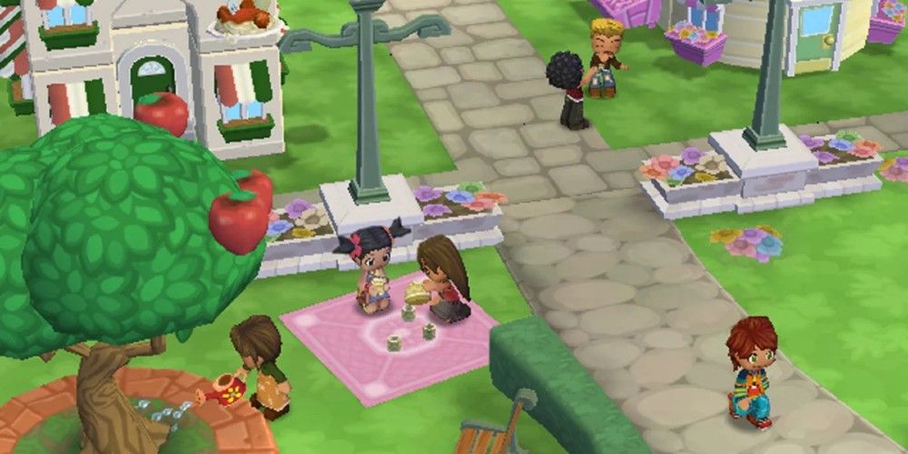 A bustling village in MySims