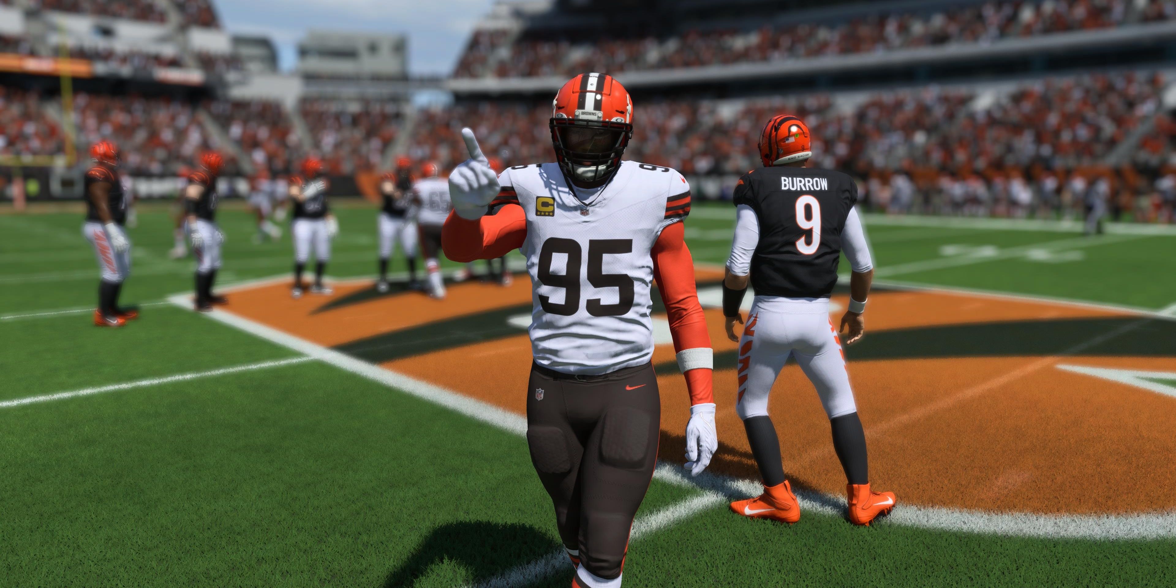 Myles Garrett celebrating sacking the quarterback