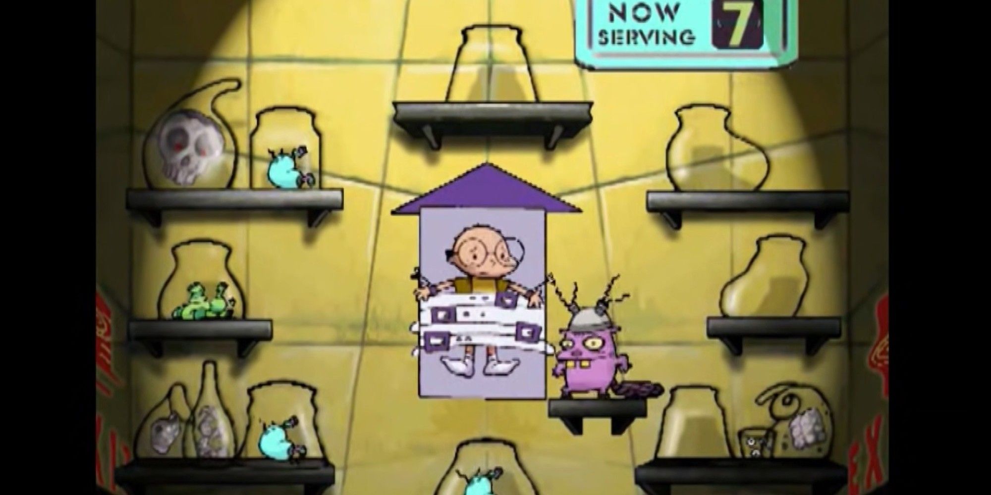 An image of Ned from Nightmare Ned being fed human organs by deranged rats.