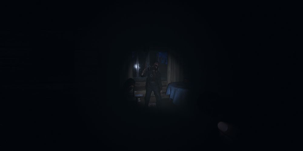 Phasmophobia illuminating a ghost using flashlighth