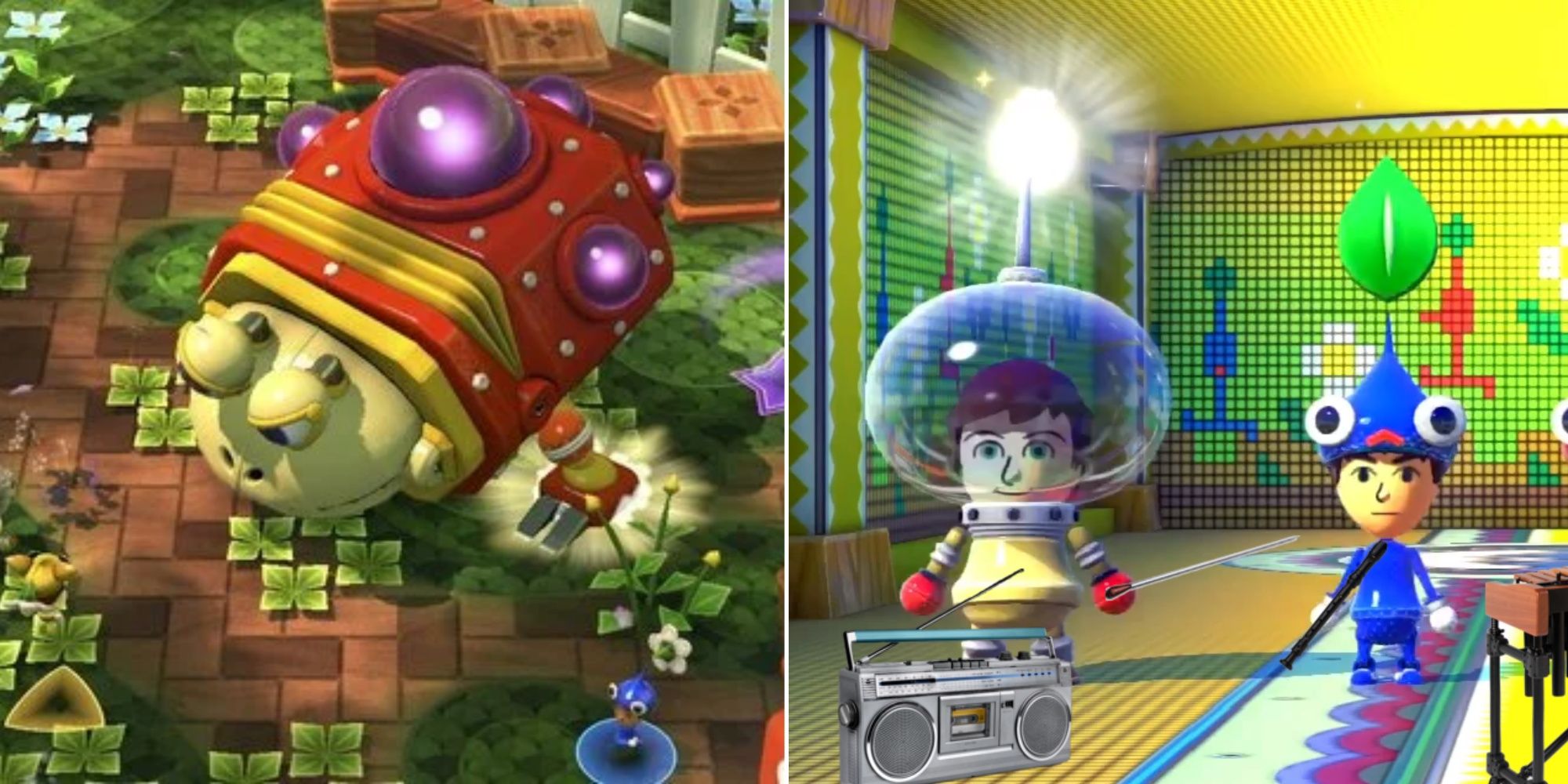 Pikmin Adventure Gameplay And Miis Dressed As Olimar And A Blue Pikmin