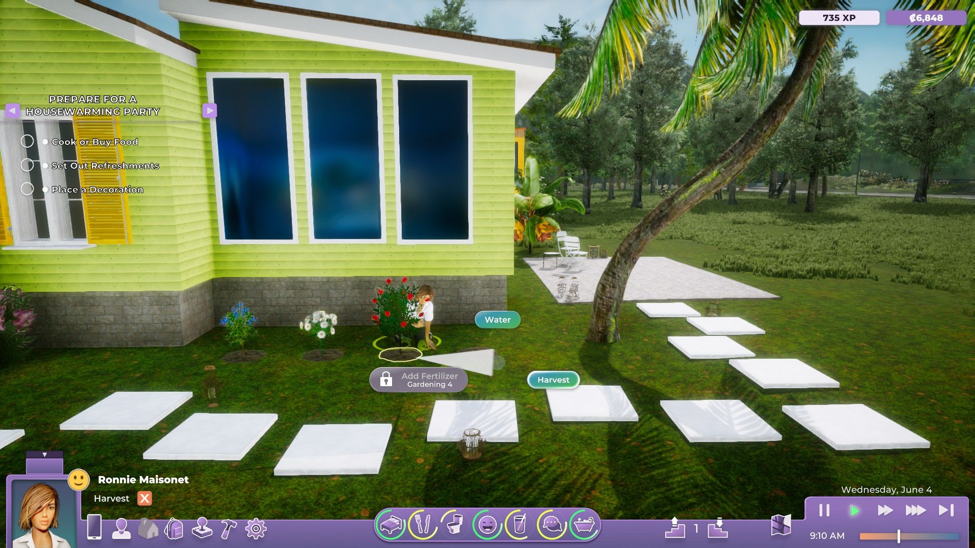 Ronnie tending to her plants in the garden in Life by You.