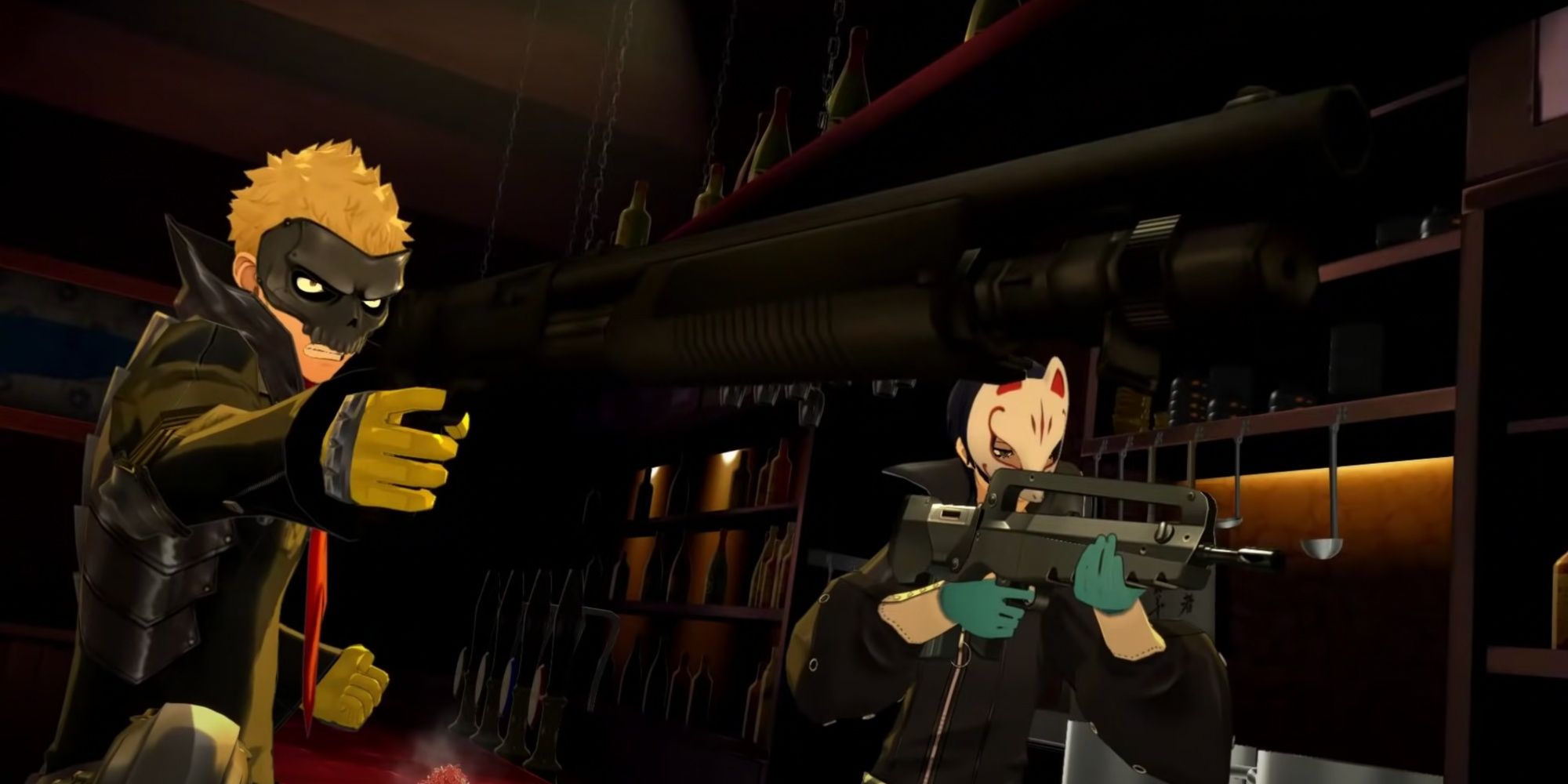 Ryuji and Yusuke Pointing Guns at a Shadow