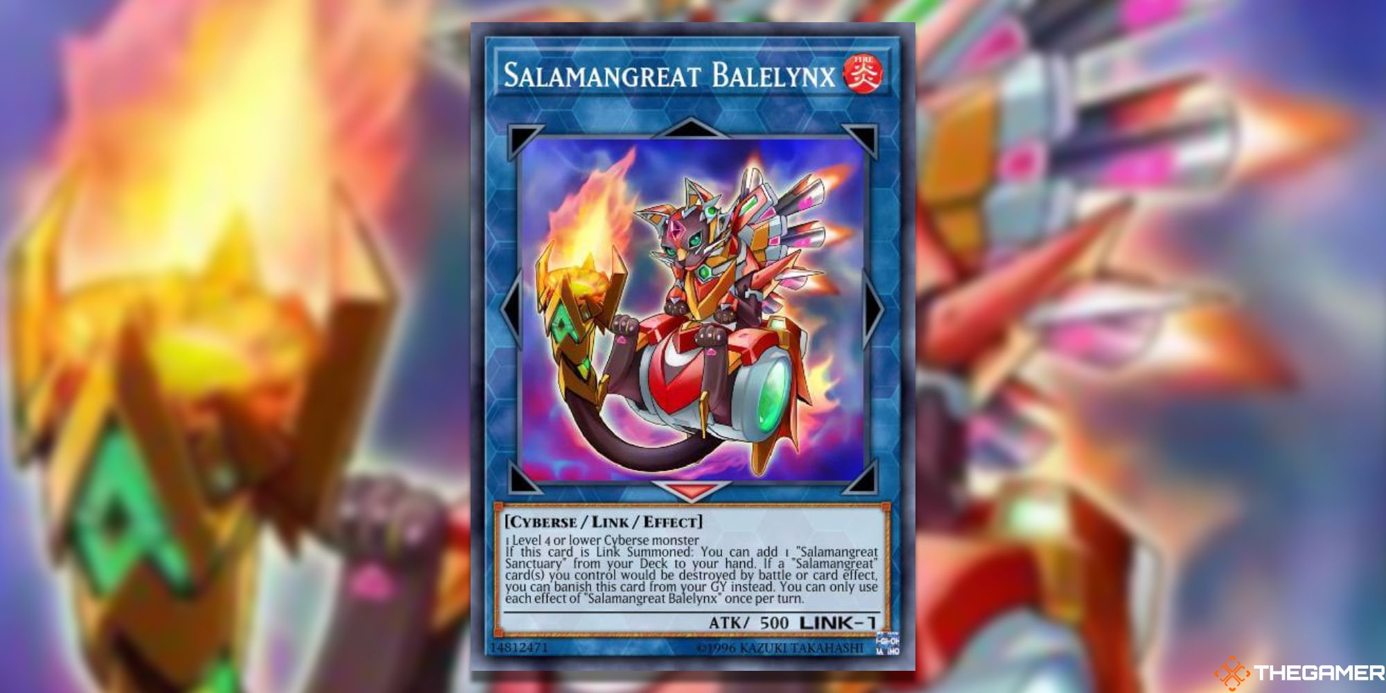Yu-Gi-Oh Card: Salamangreat Balelynx Full Card Art and Picture Background With TheGamer Logo
