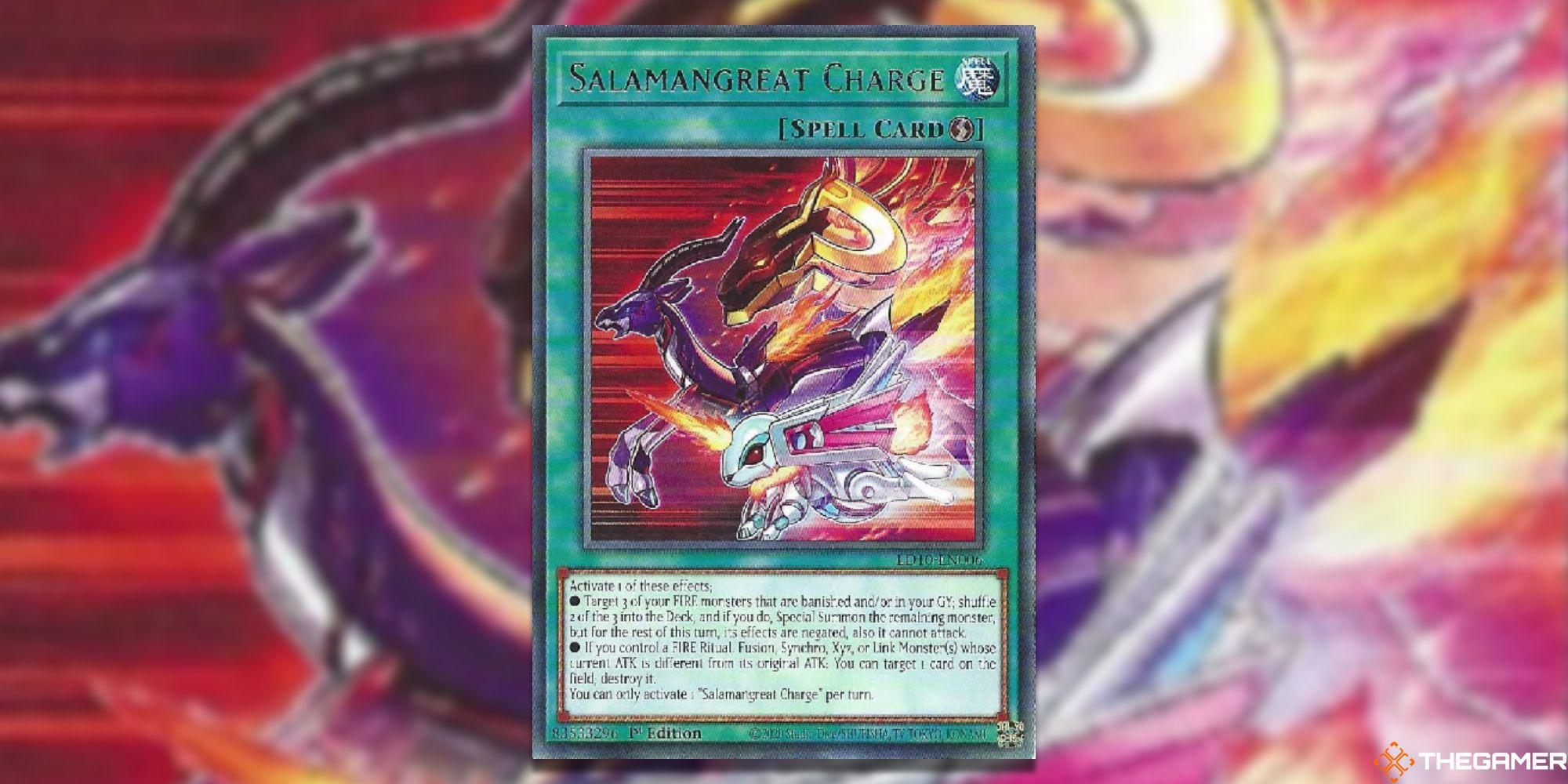Yu-Gi-Oh Card: Salamangreat Charge Full Card Art and Picture Background With TheGamer Logo