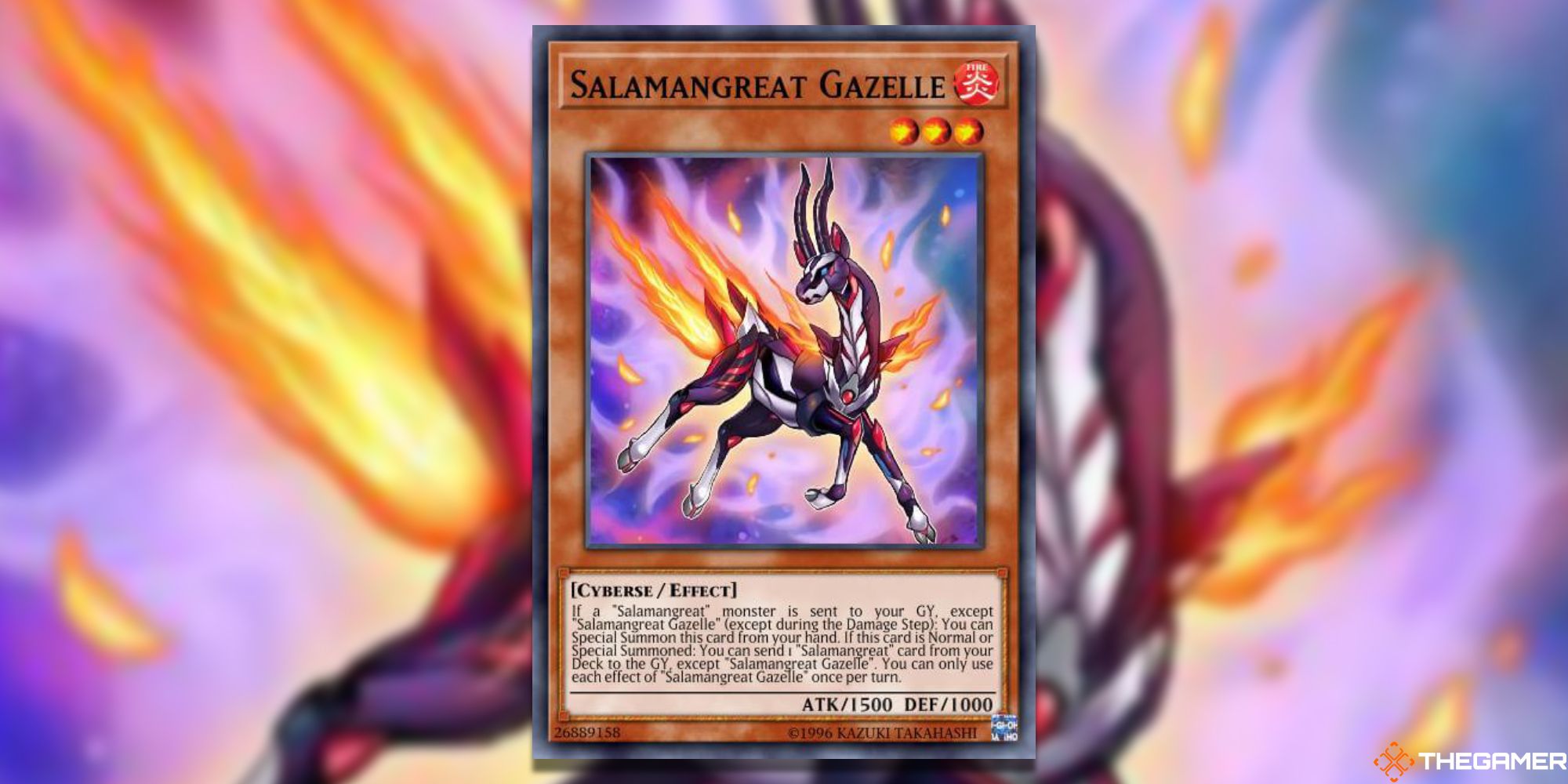 Yu-Gi-Oh Card: Salamangreat Gazelle Full Card Art and Picture Background With TheGamer Logo