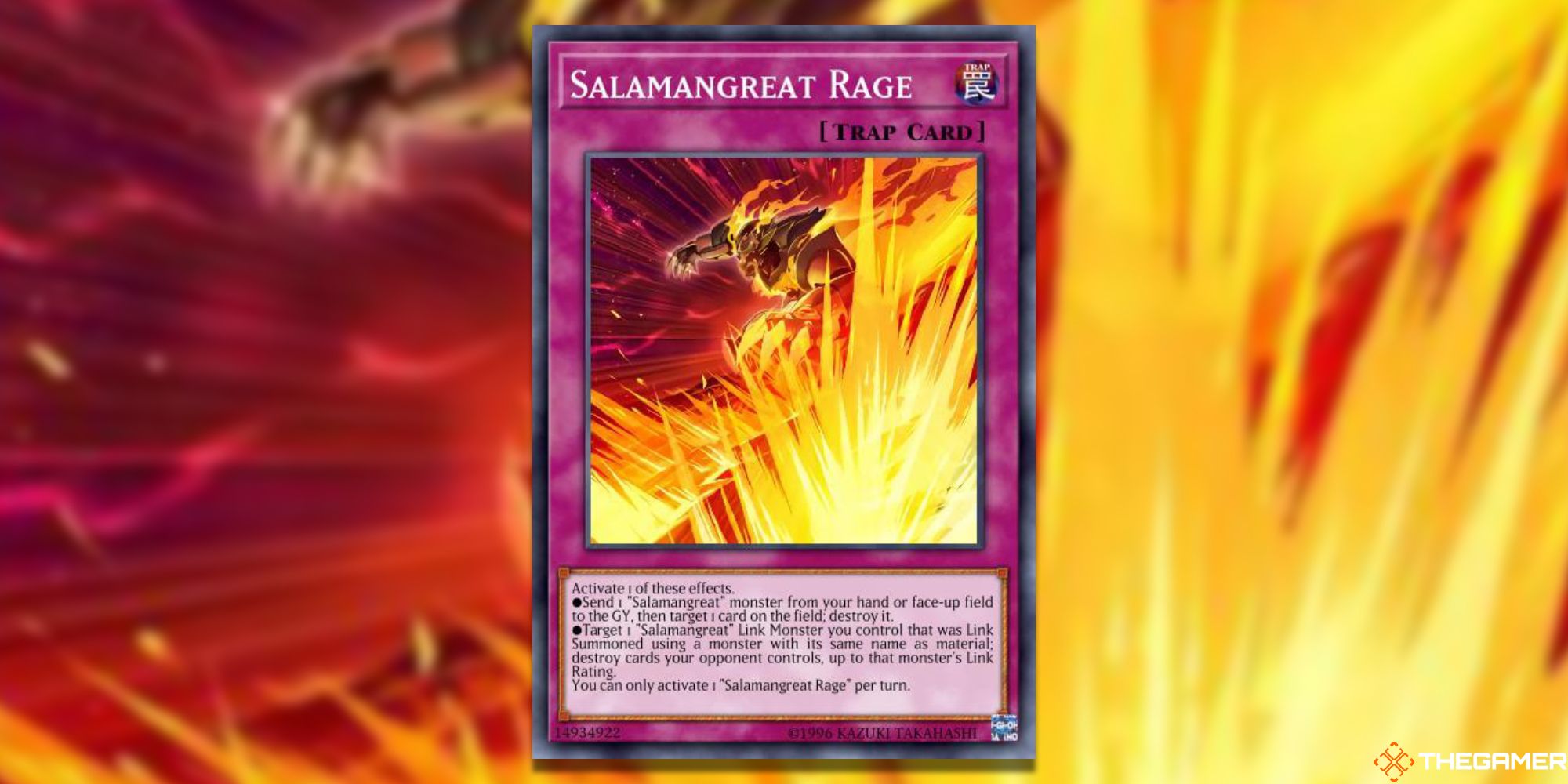 Yu-Gi-Oh Card: Salamangreat Rage Full Card Art and Picture Background With TheGamer Logo
