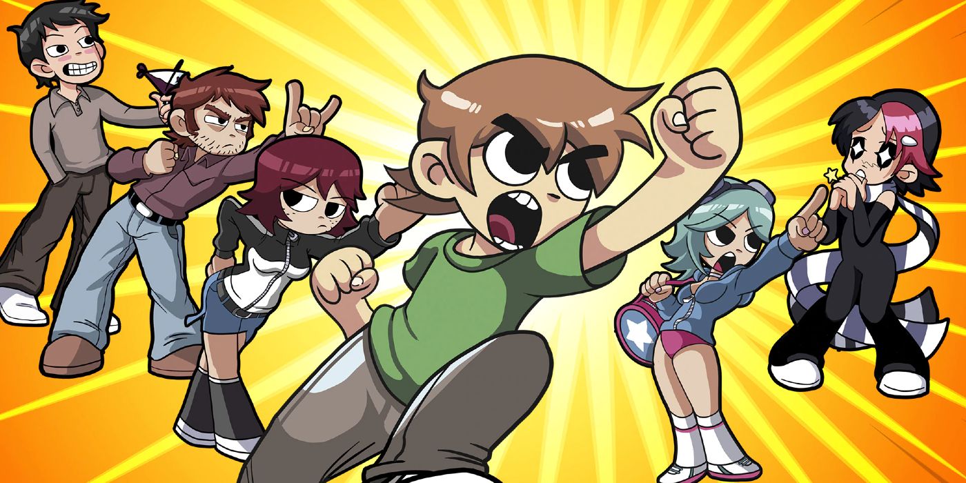 Wallace, Steven, Kim, Scott, Ramona, and Knives in Scott Pilgrim vs The World.
