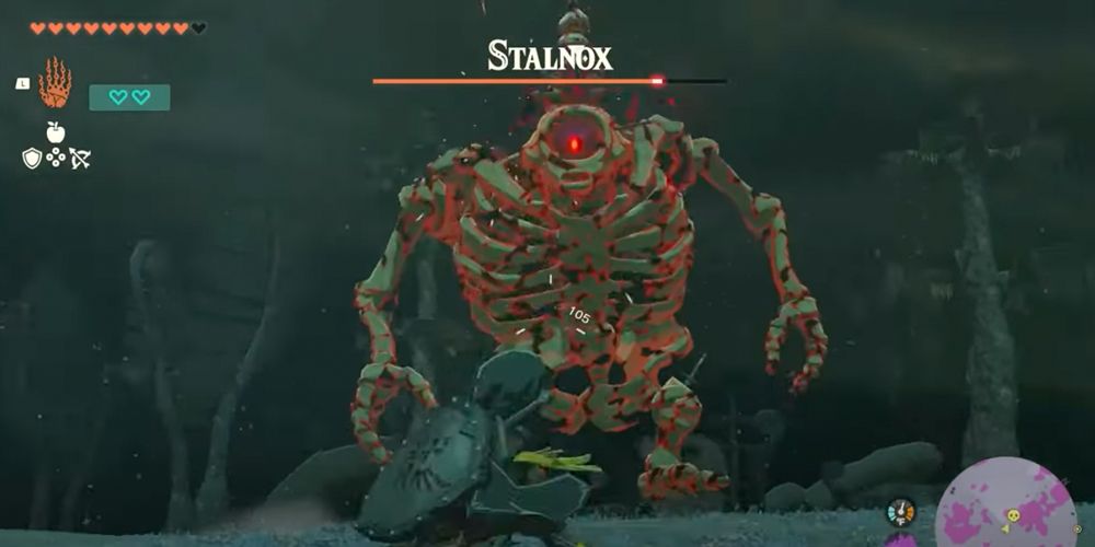 Stalnox skeleton in battle with Link tears of the kingdom Zelda