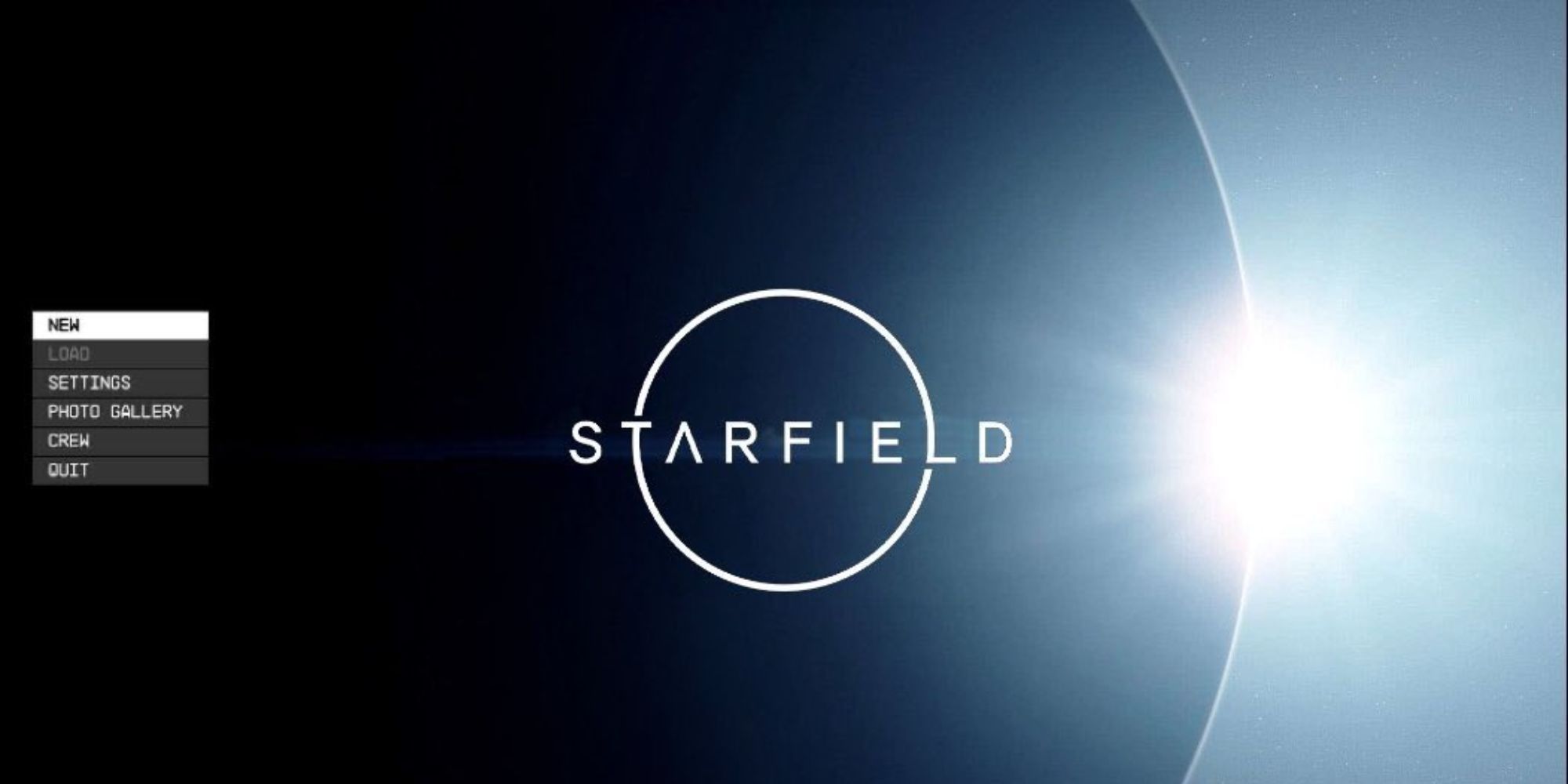 Starfield's main menu.