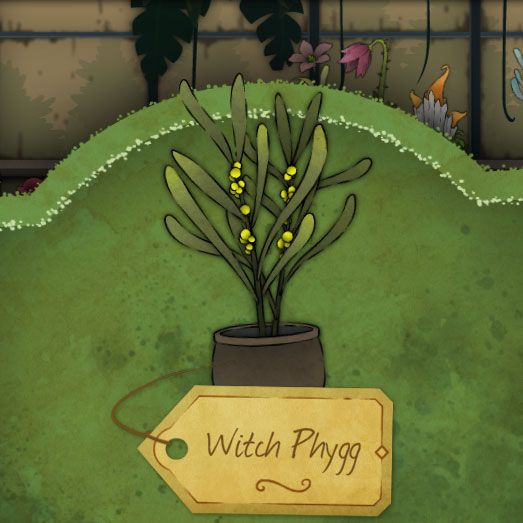 A plant with small, bright yellow berries called Witch-Phygg in Strange-Horticulture