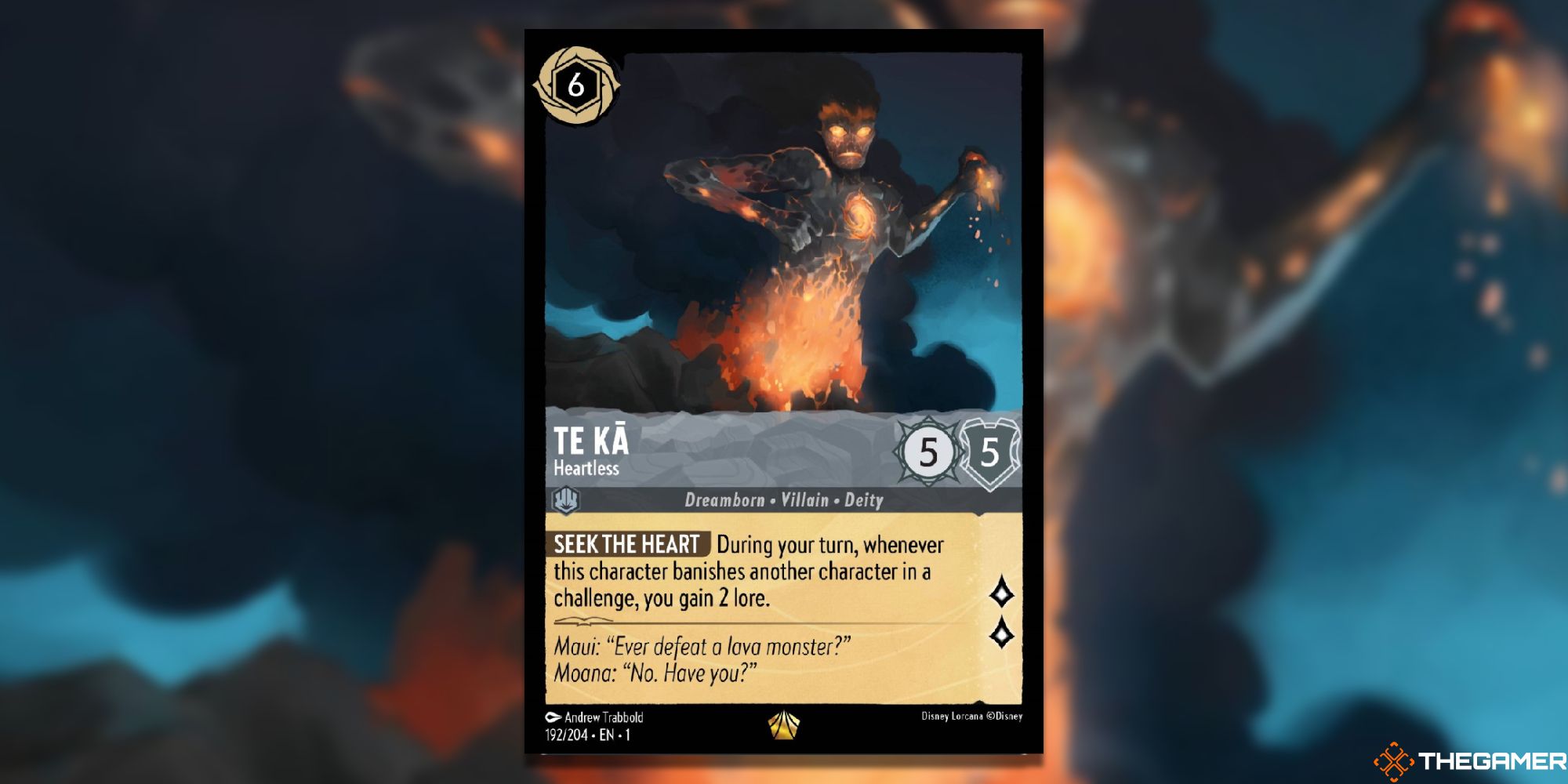 Image of the Te-Ka Heartless card in Lorcana, with art by Andrew Trabbold