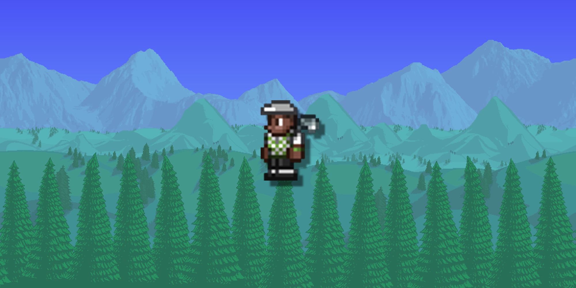terraria npc golfer over tree background