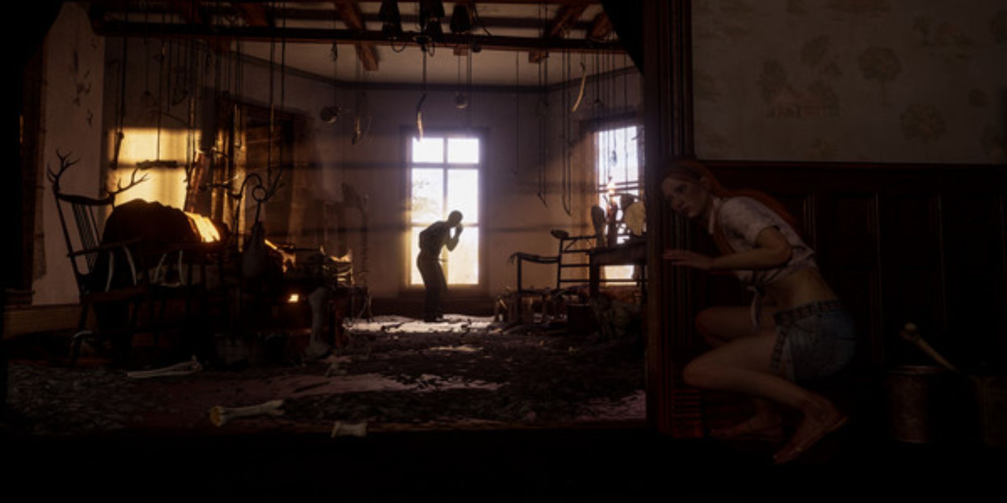 texas chainsaw massacre connie hiding in doorway of slaughter house