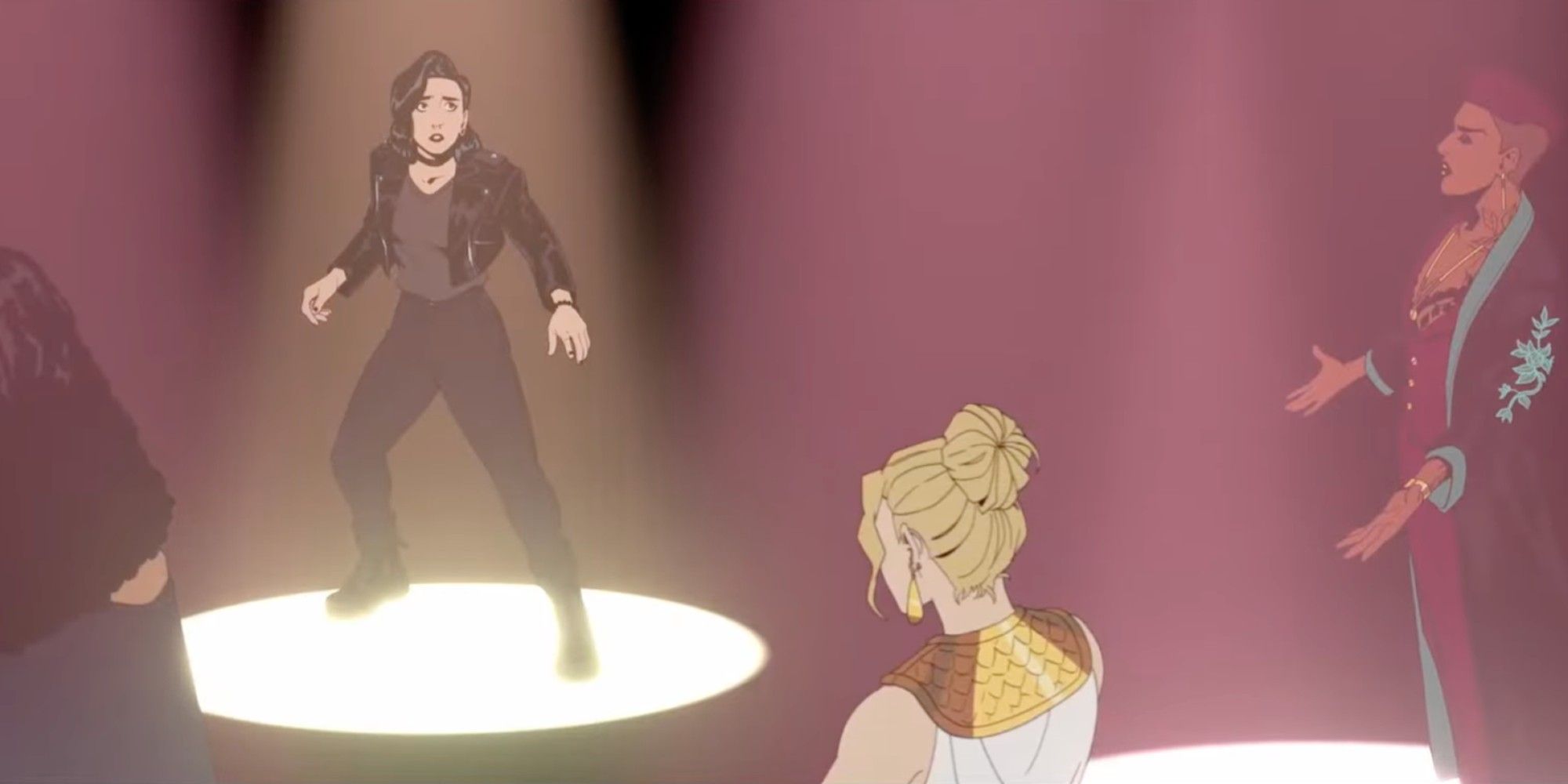 The Chorus casts their judgement at the unknowing grace while surrounding her