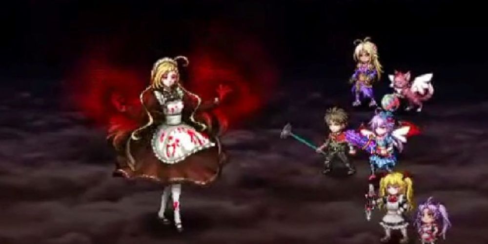 The party faces off against Bloody Madaime Curie in Asdivine Hearts 2