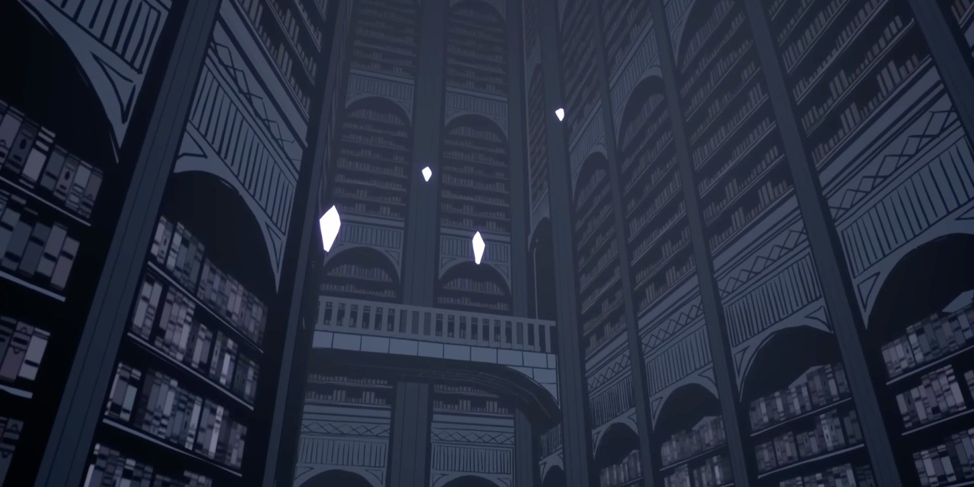 columns of books line the walls of the Reliquary