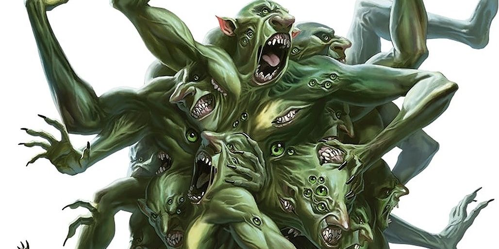 troll heads eyes and mouth in a single body mass