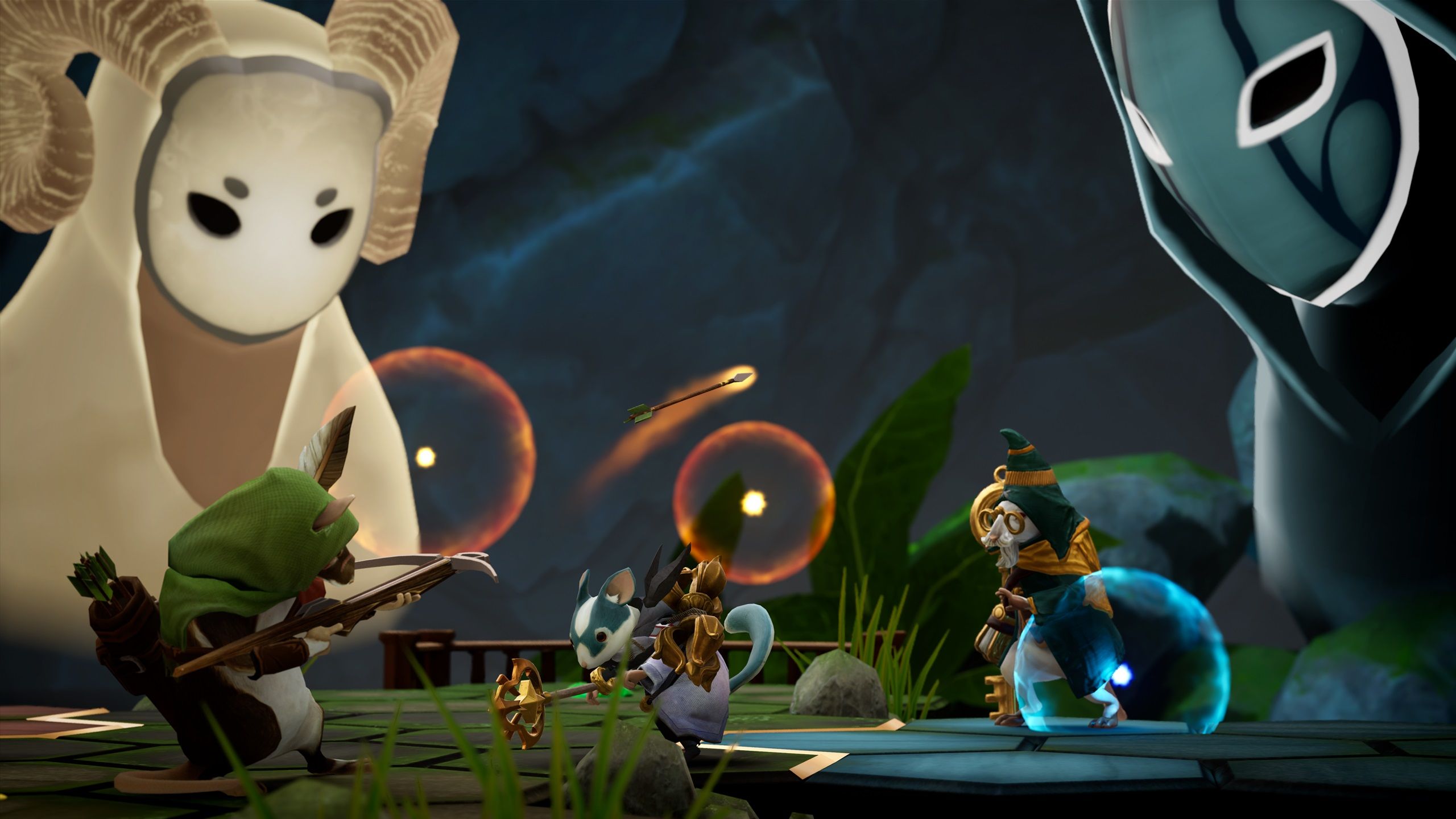 Two readers watching their champions battle it out on the board in Glassbreakers.