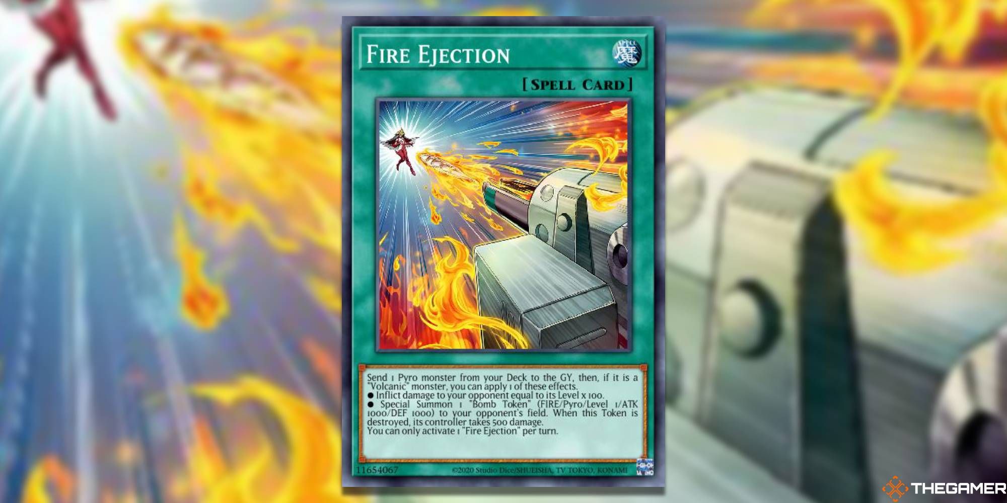 YGO Fire Ejection card and art background