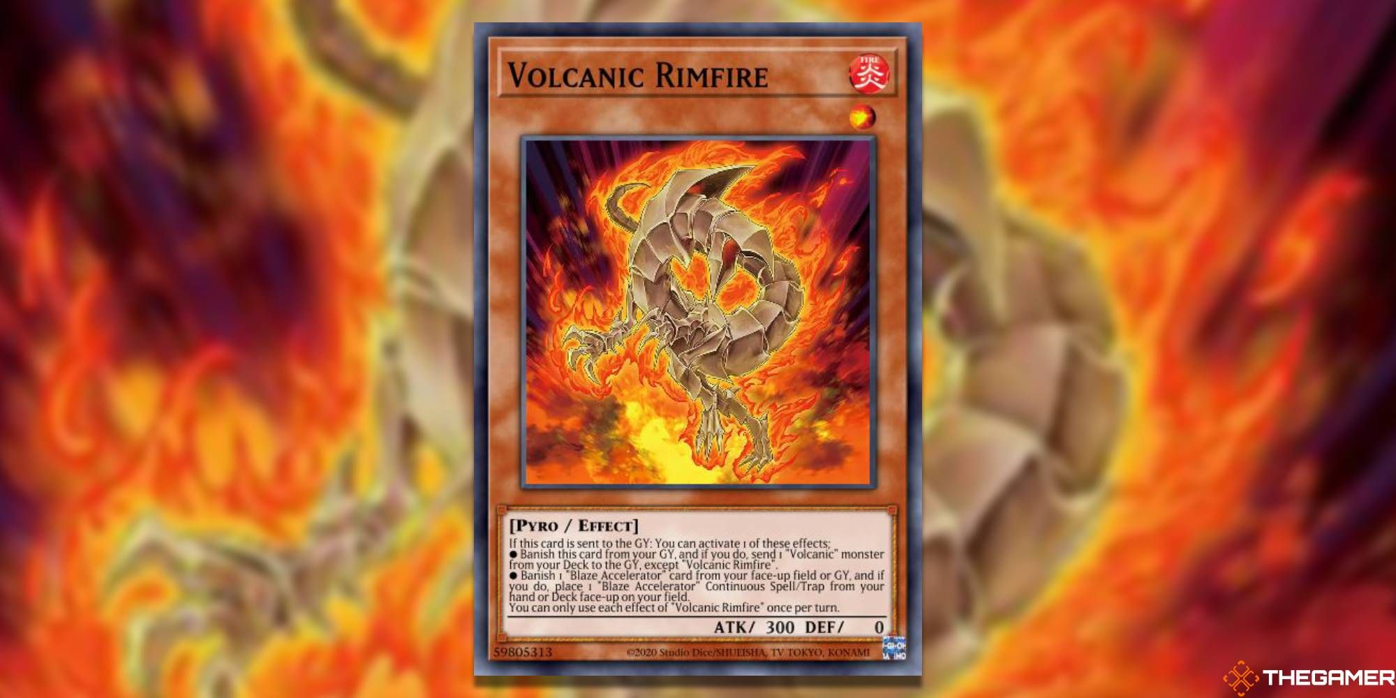YGO Volcanic Rimfire card and art background 