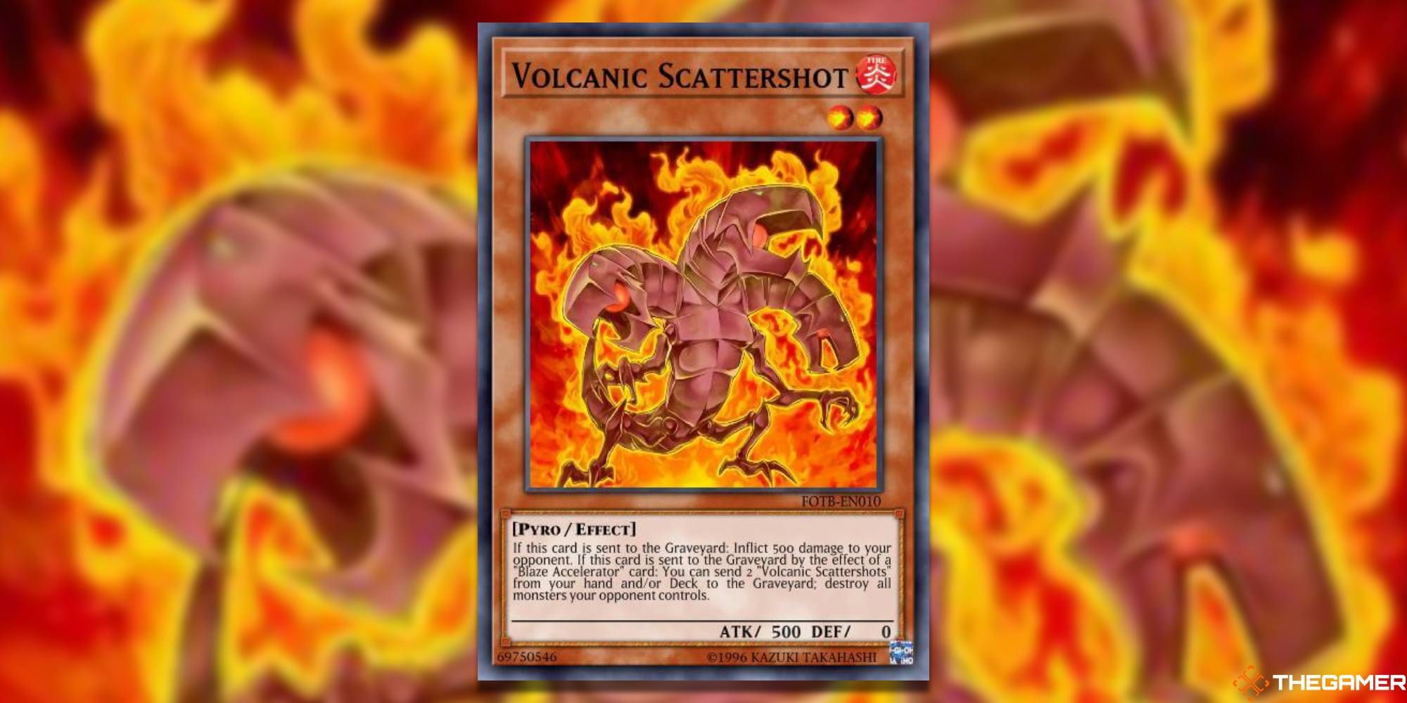 YGO Volcanic Scattershot card and art background