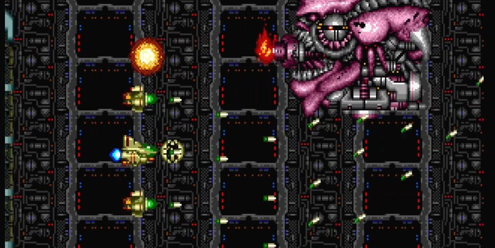 taking on the first boss in zero wing