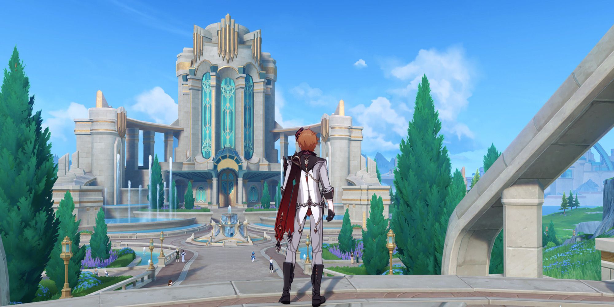 Childe outside the Opera Epiclese, The Fountain of Lucine in Genshin Impact