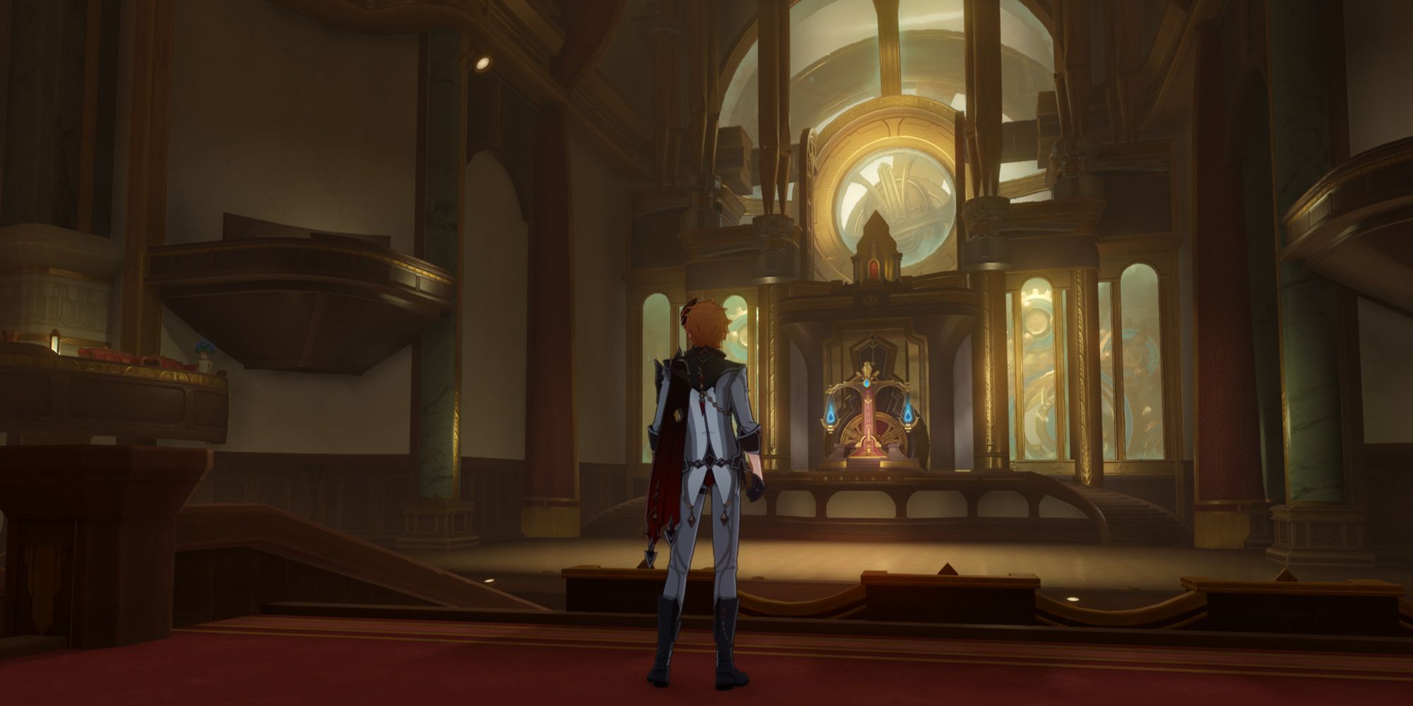 Childe in the Opera Epiclese in Fontaine, in Genshin Impact.