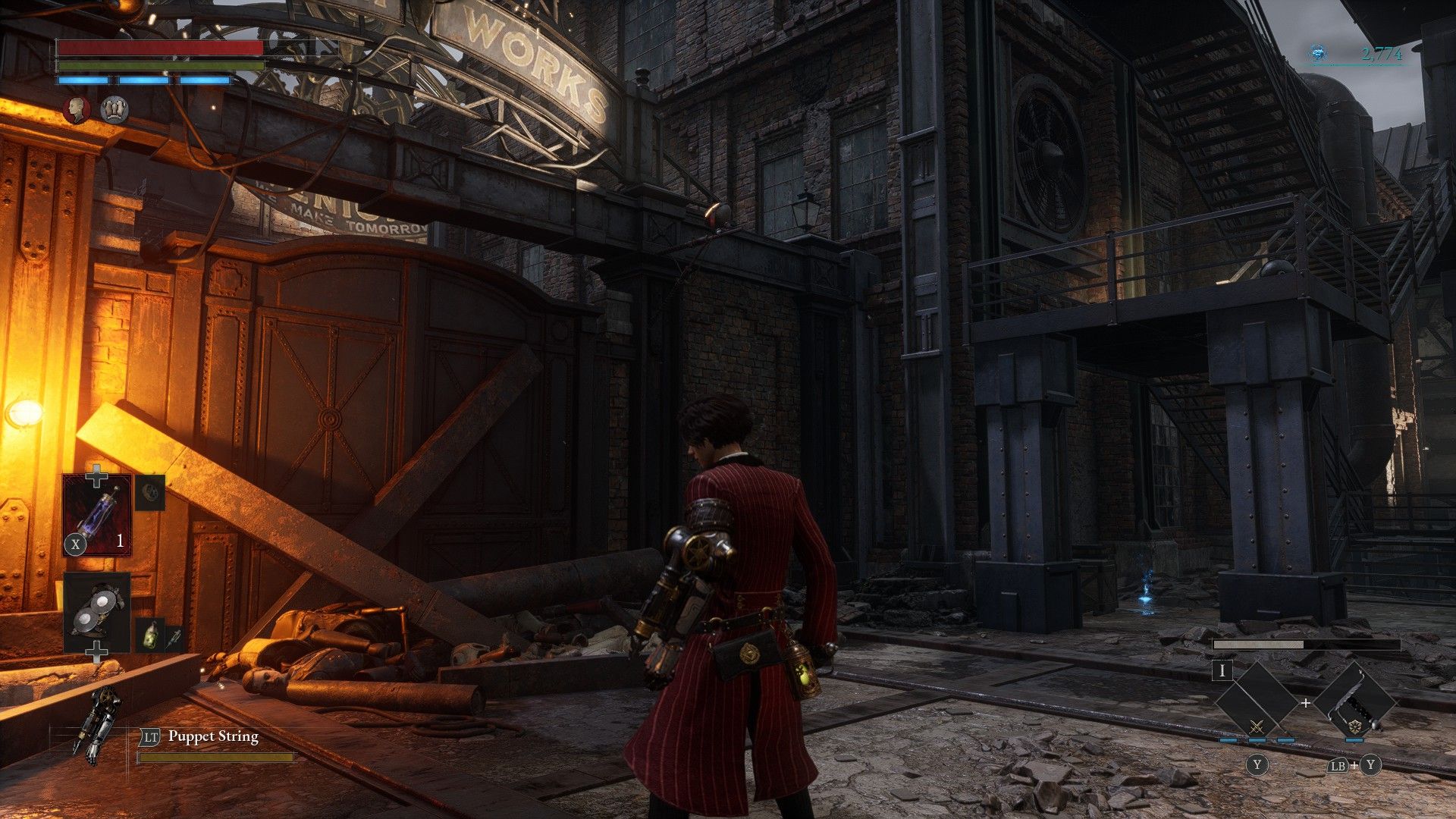 P Turns Camera To See Legion magazine On Ground Outside Venigni's Works In Lies of P