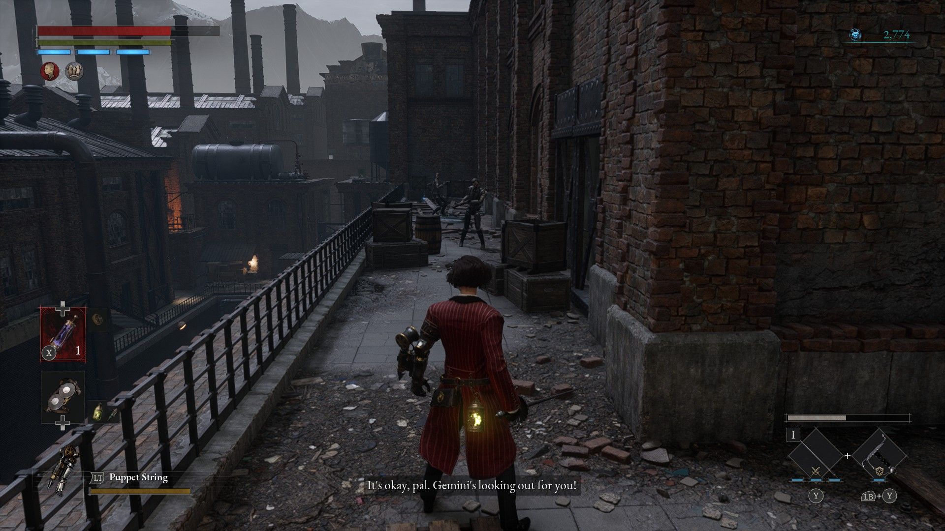 Gemini Talks About Venigni Works As P Faces Thermite-Throwing Puppets On Walkway In Lies of P